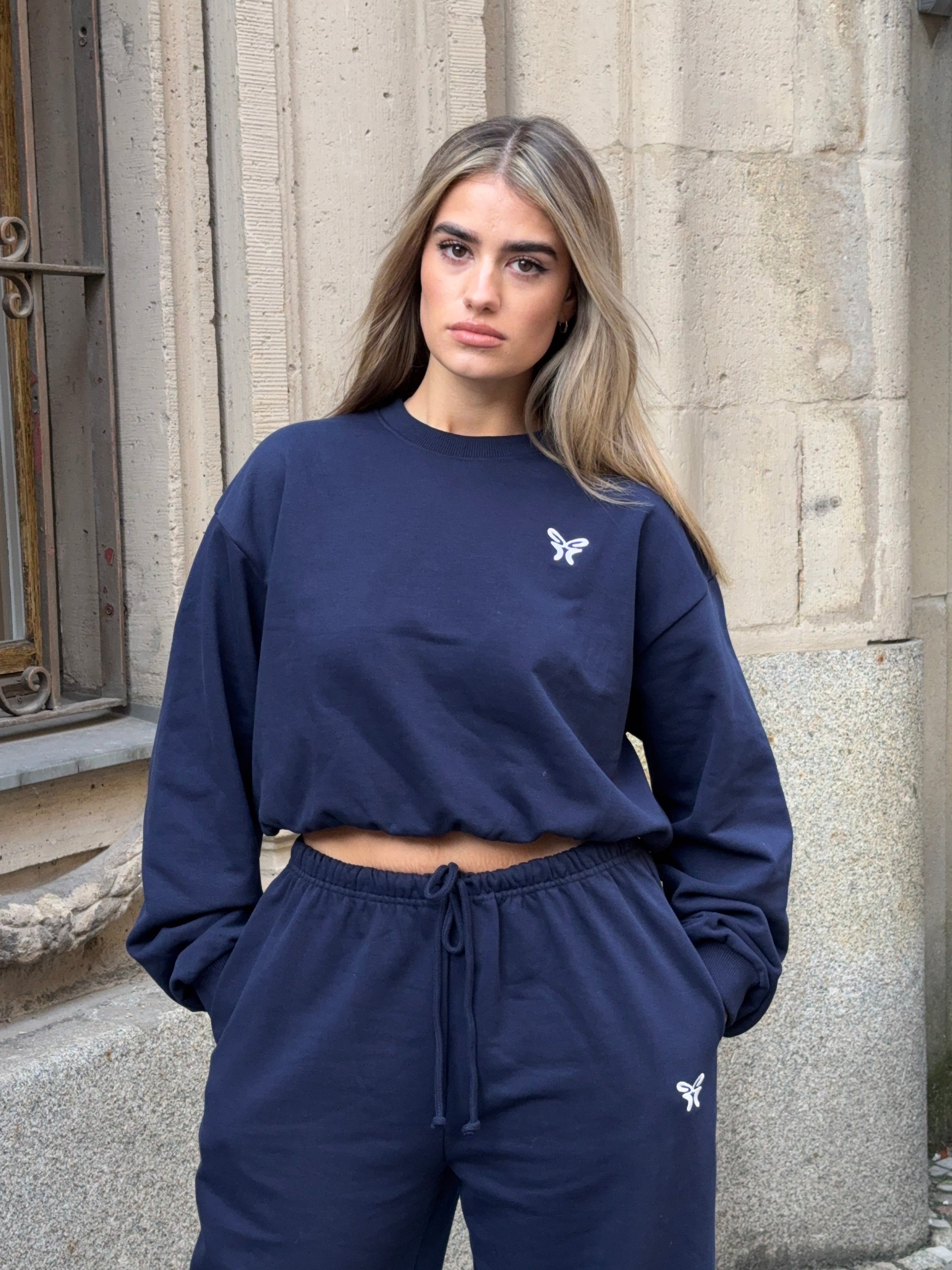 Cropped Crewneck Sweatshirt Maritime Blue