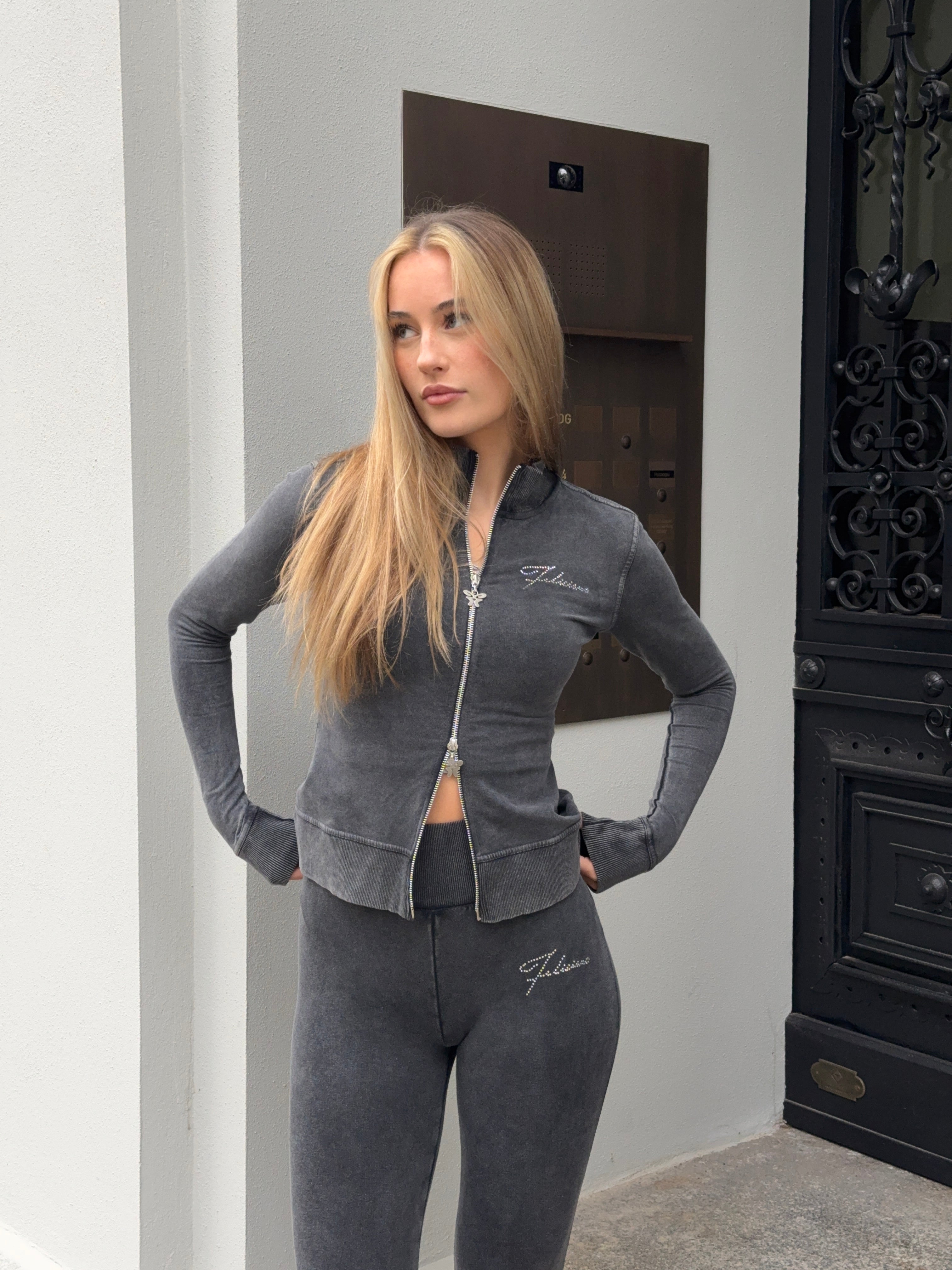 Vintage Tight Zip-Jacket Washed Black