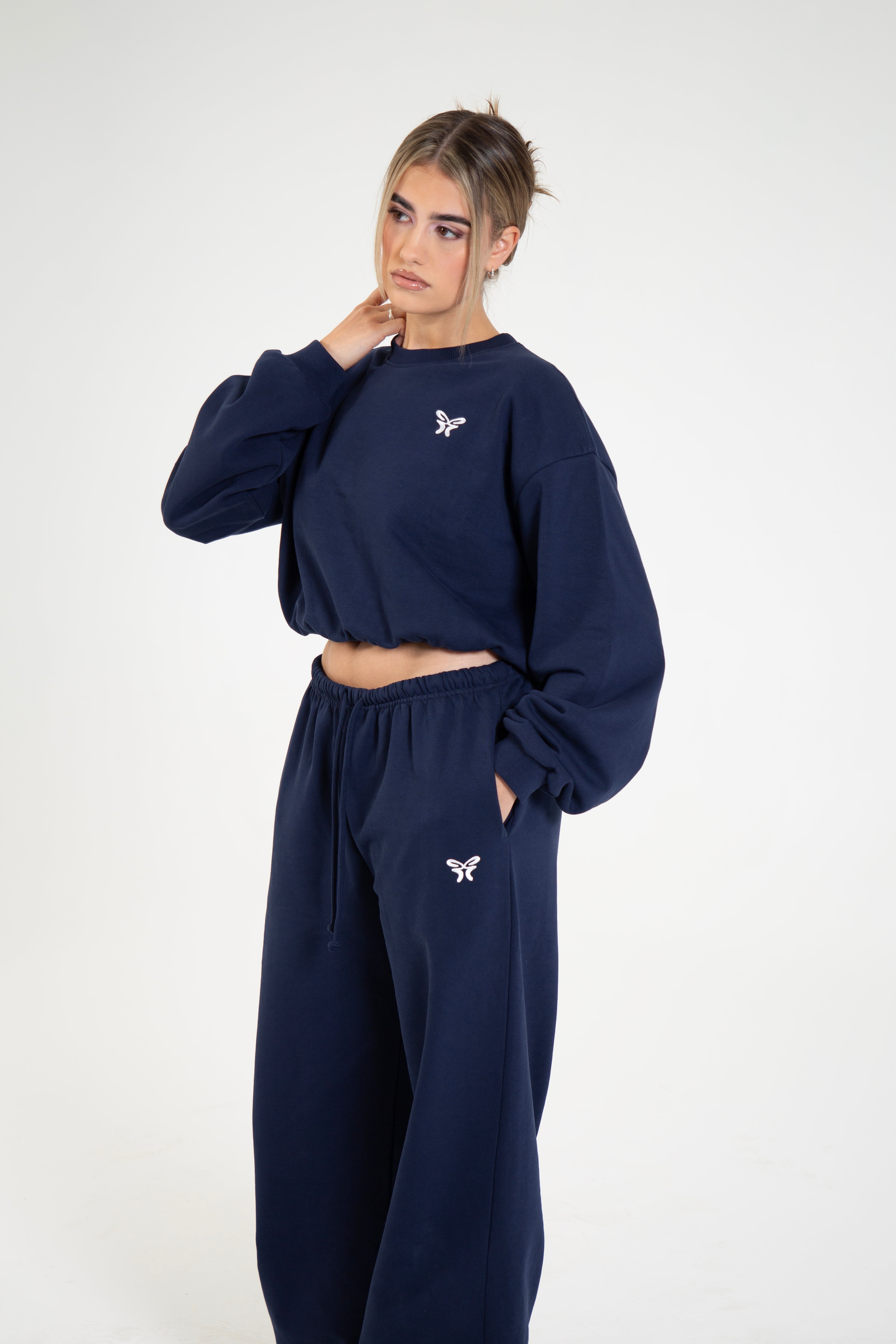 Cropped Crewneck Sweatshirt Maritime Blue