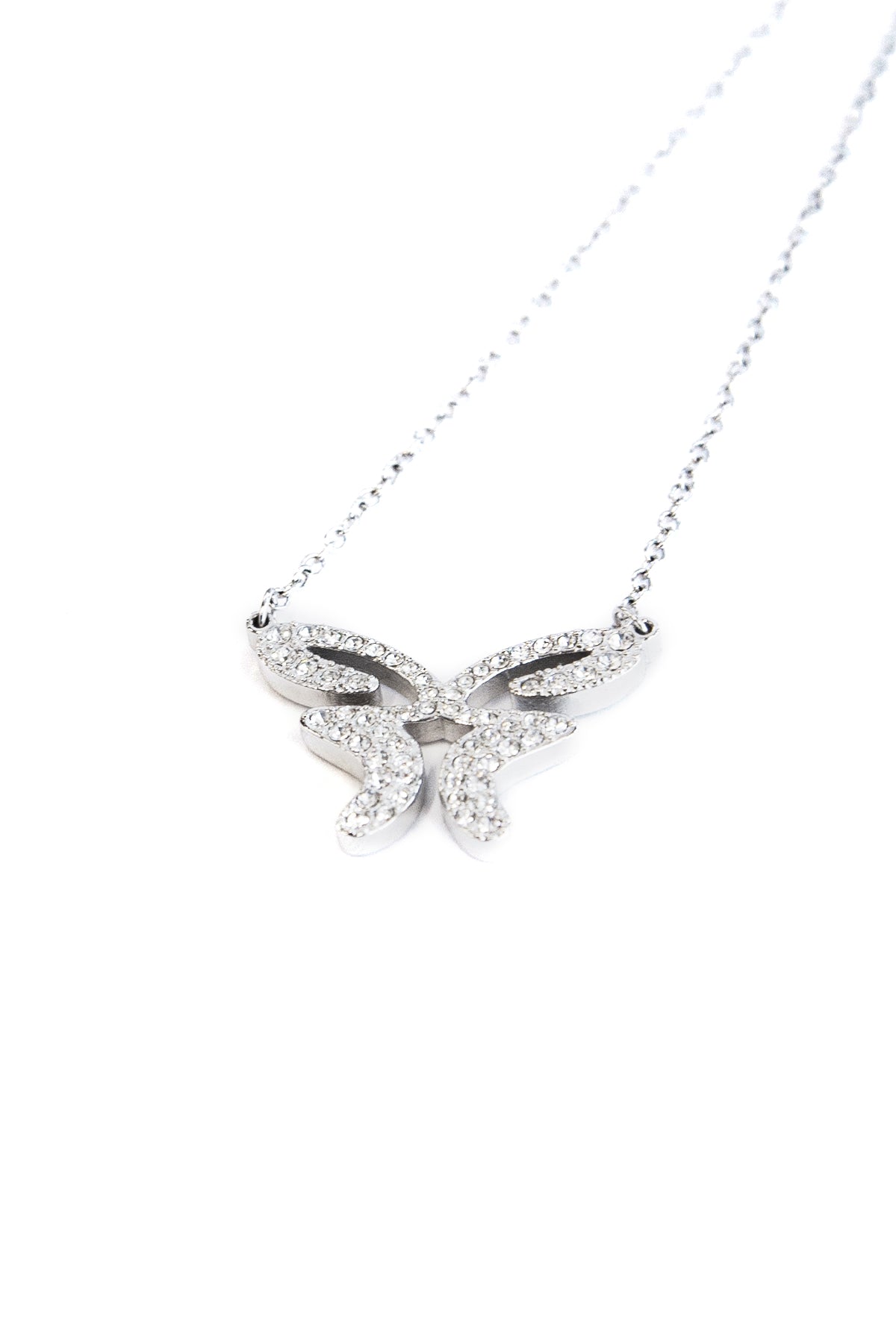 Butterfly Necklace Silver & Rhinestones