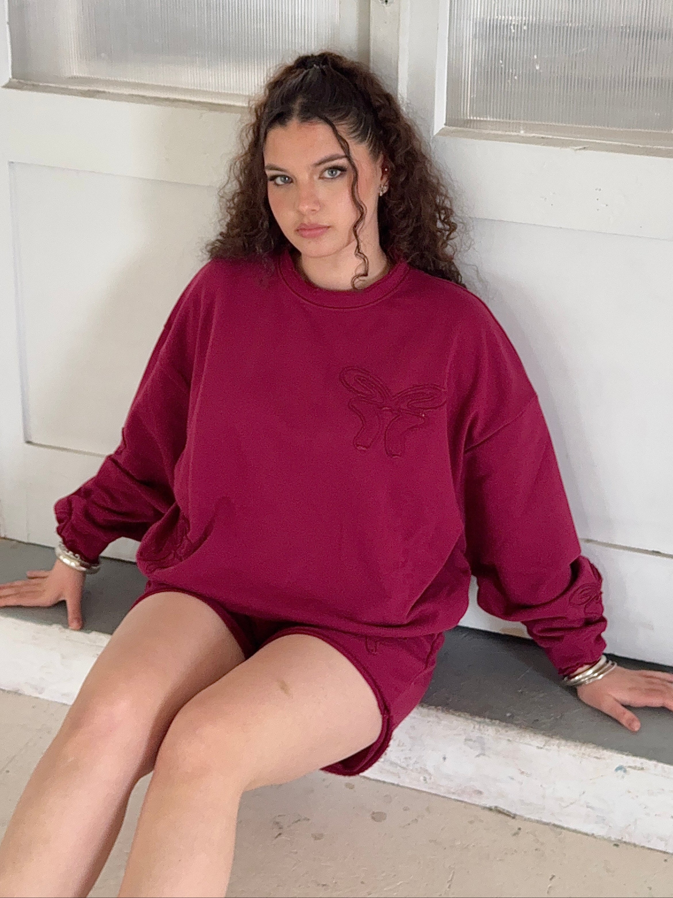 Butterfly Crewneck Cold Cherry