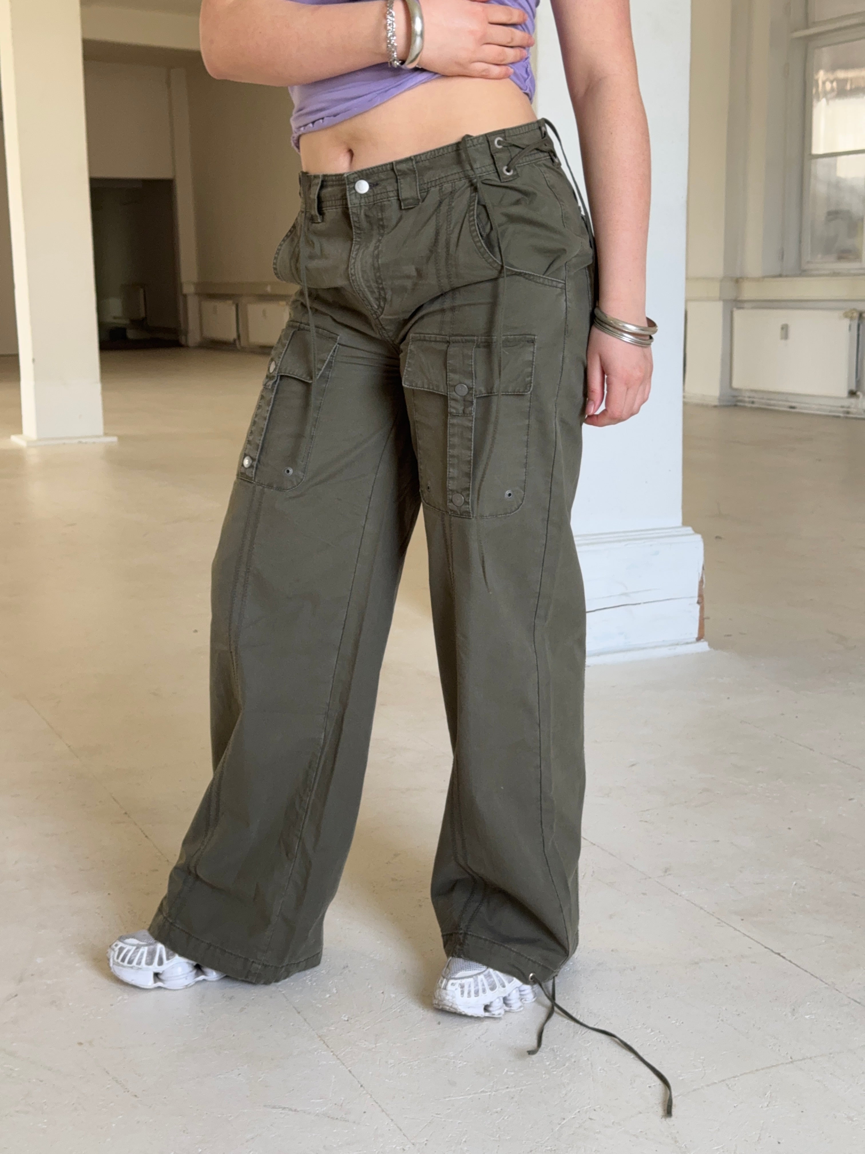 Light Cotton Pants Dusky Green