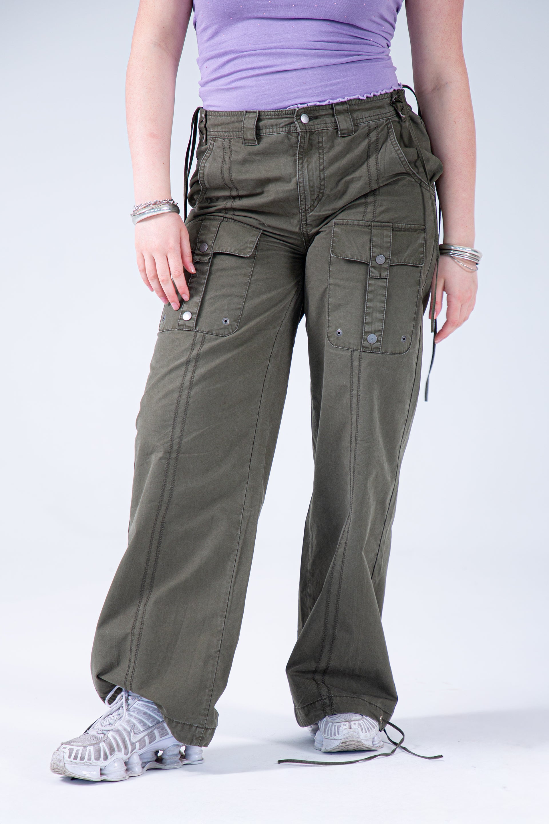Light Cotton Pants Dusky Green