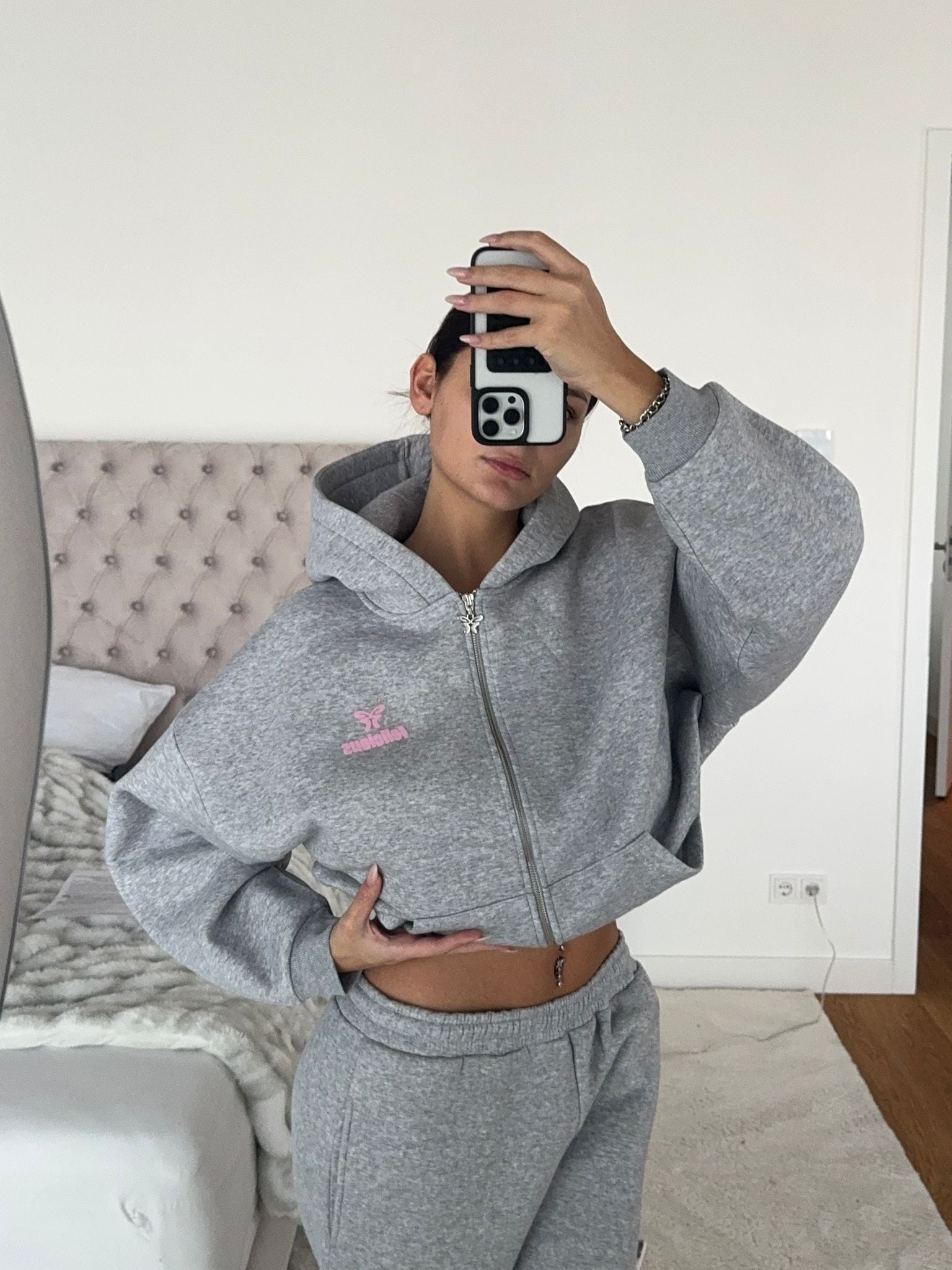 Basic Logo ZIP-Hoodie Light Grey