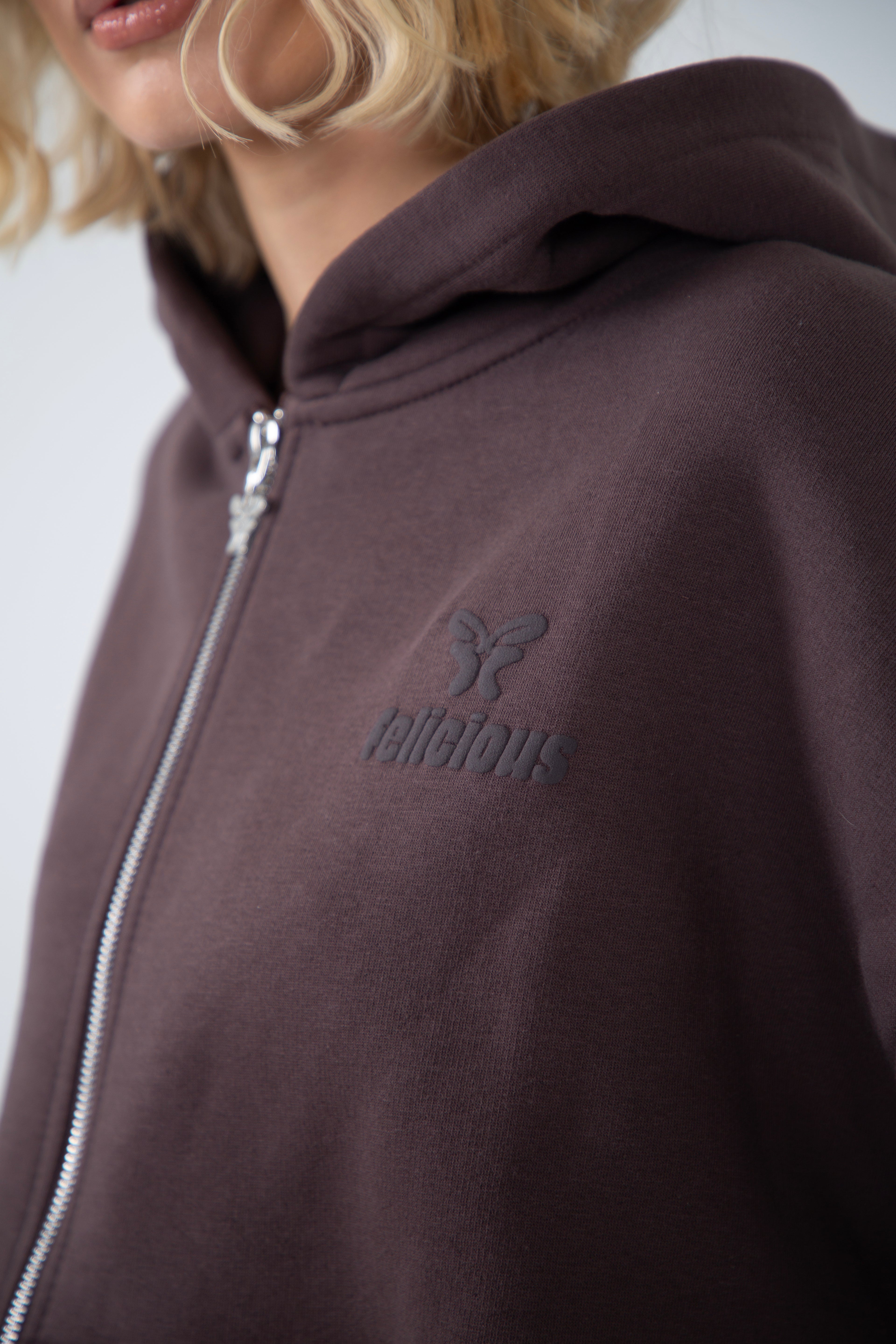 Basic Logo ZIP-Hoodie Chocolate