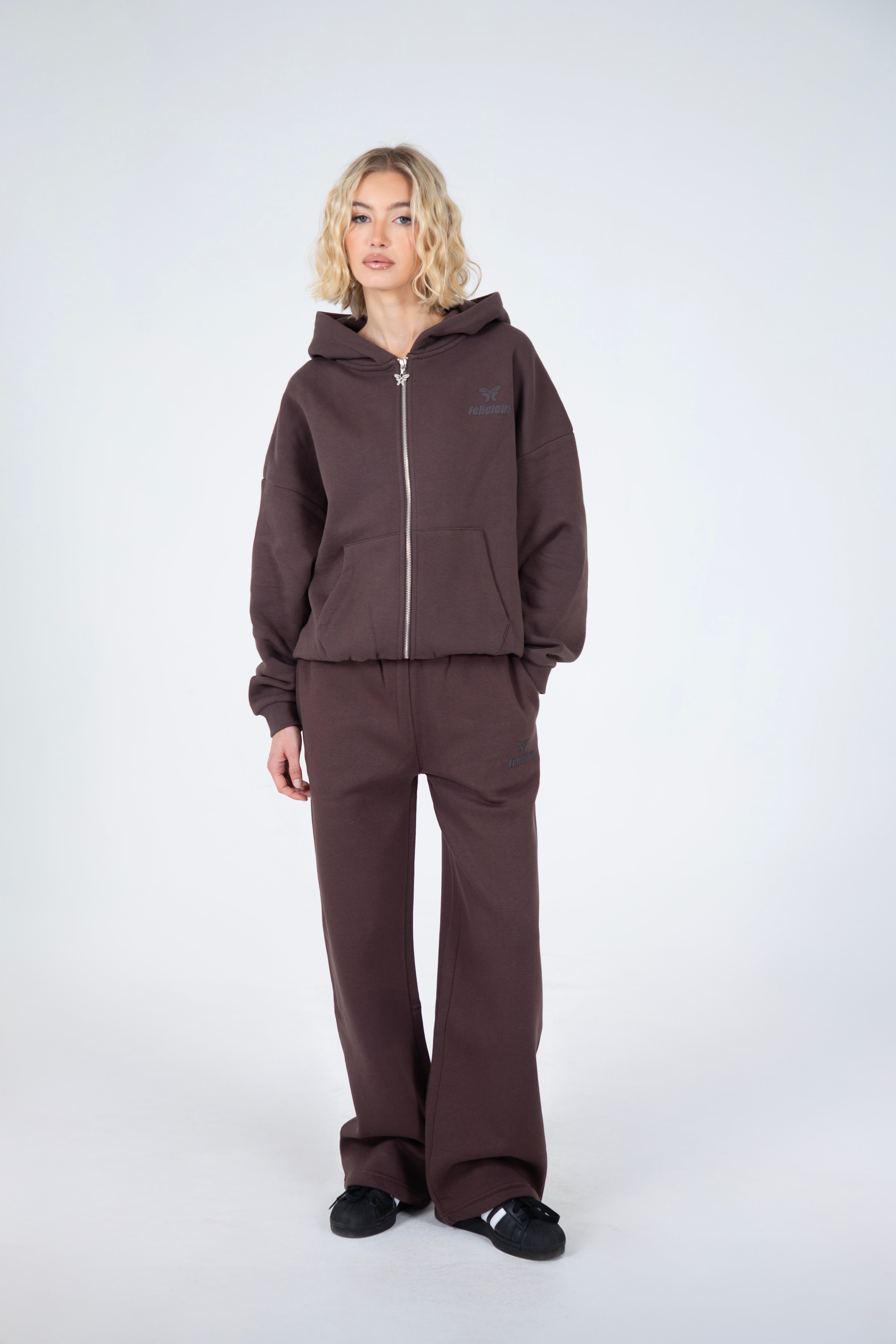 Basic Logo ZIP-Hoodie Chocolate