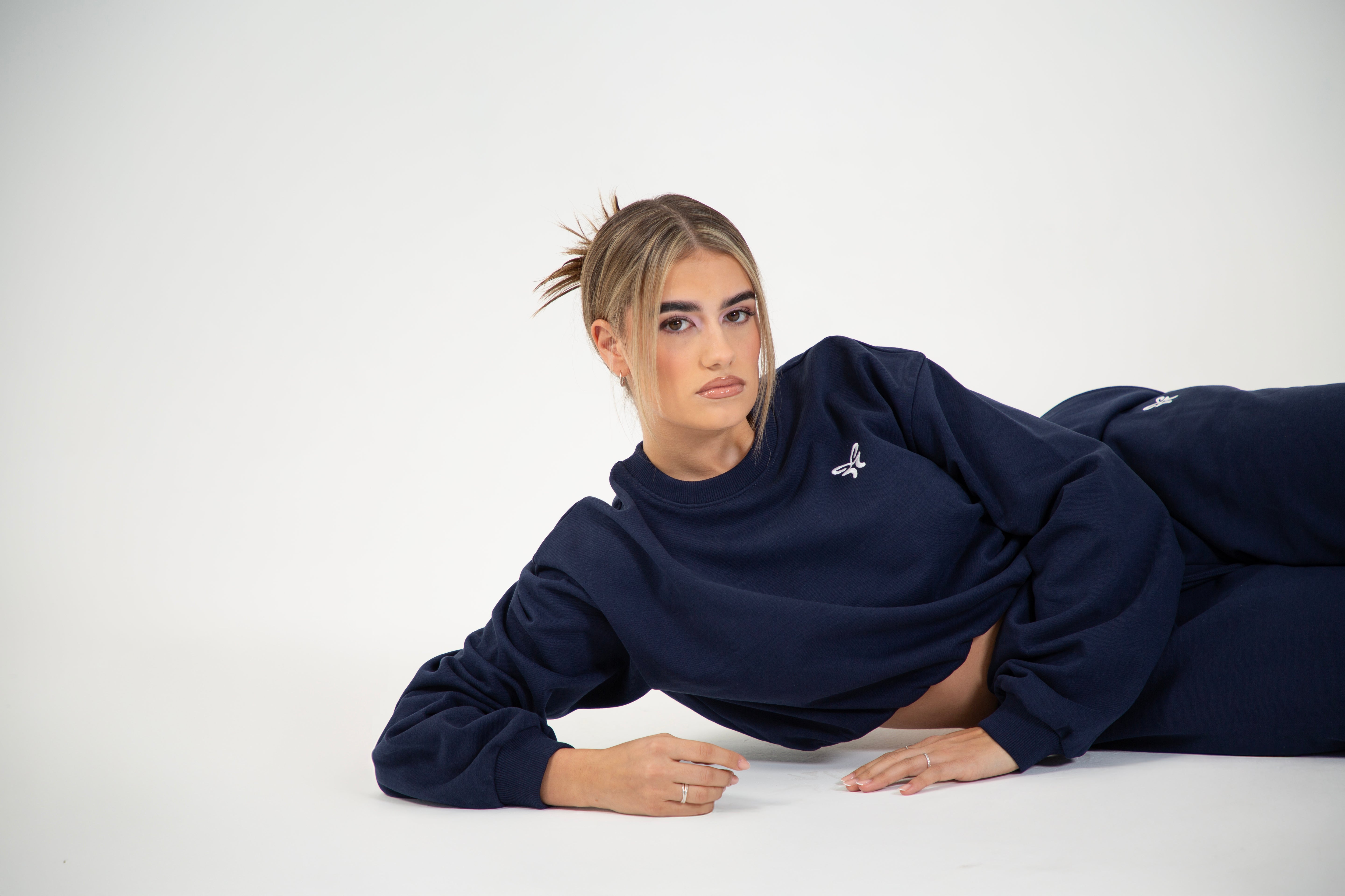 Cropped Crewneck Sweatshirt Maritime Blue