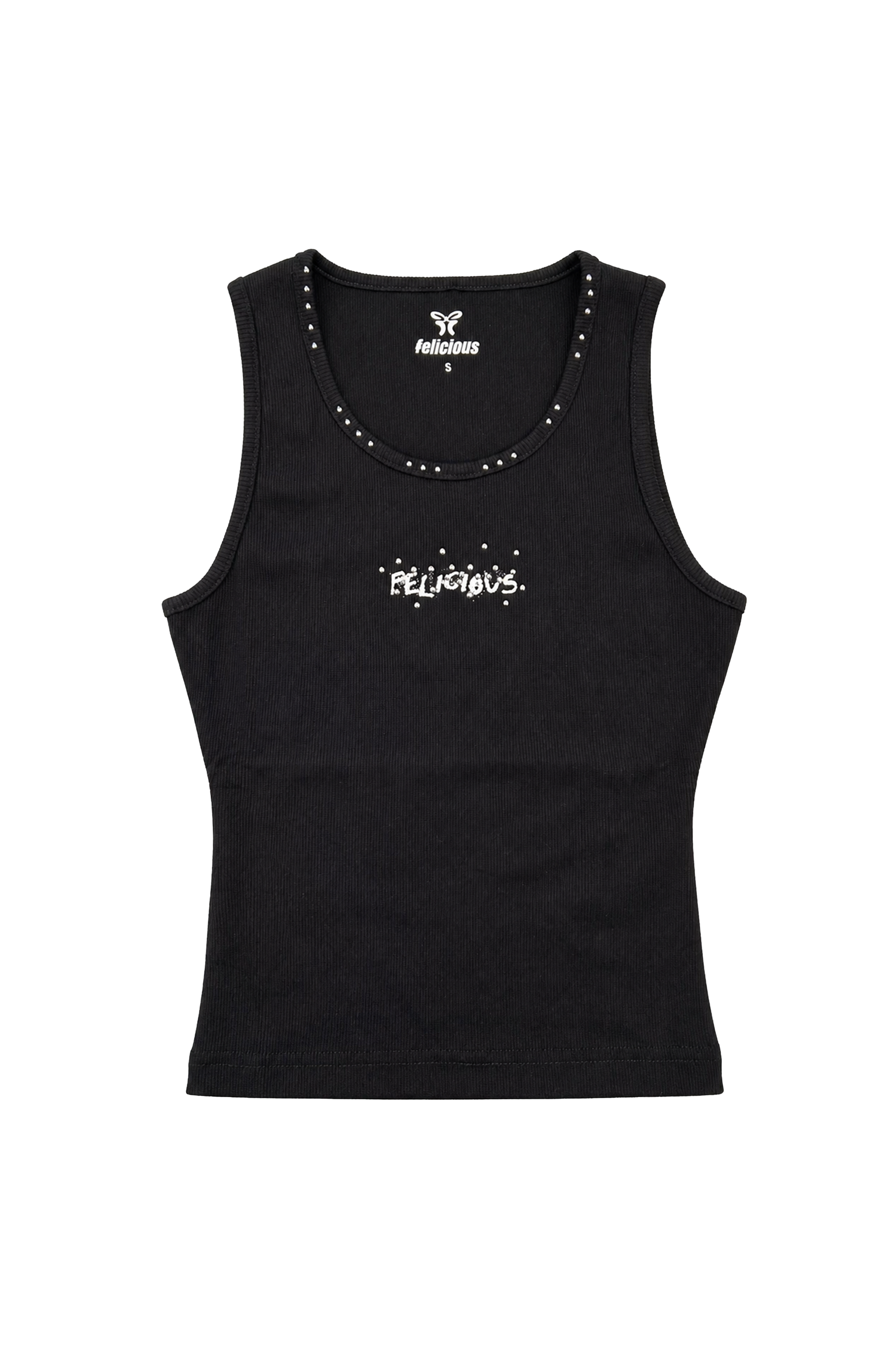 Stud Rib Tank Top Black