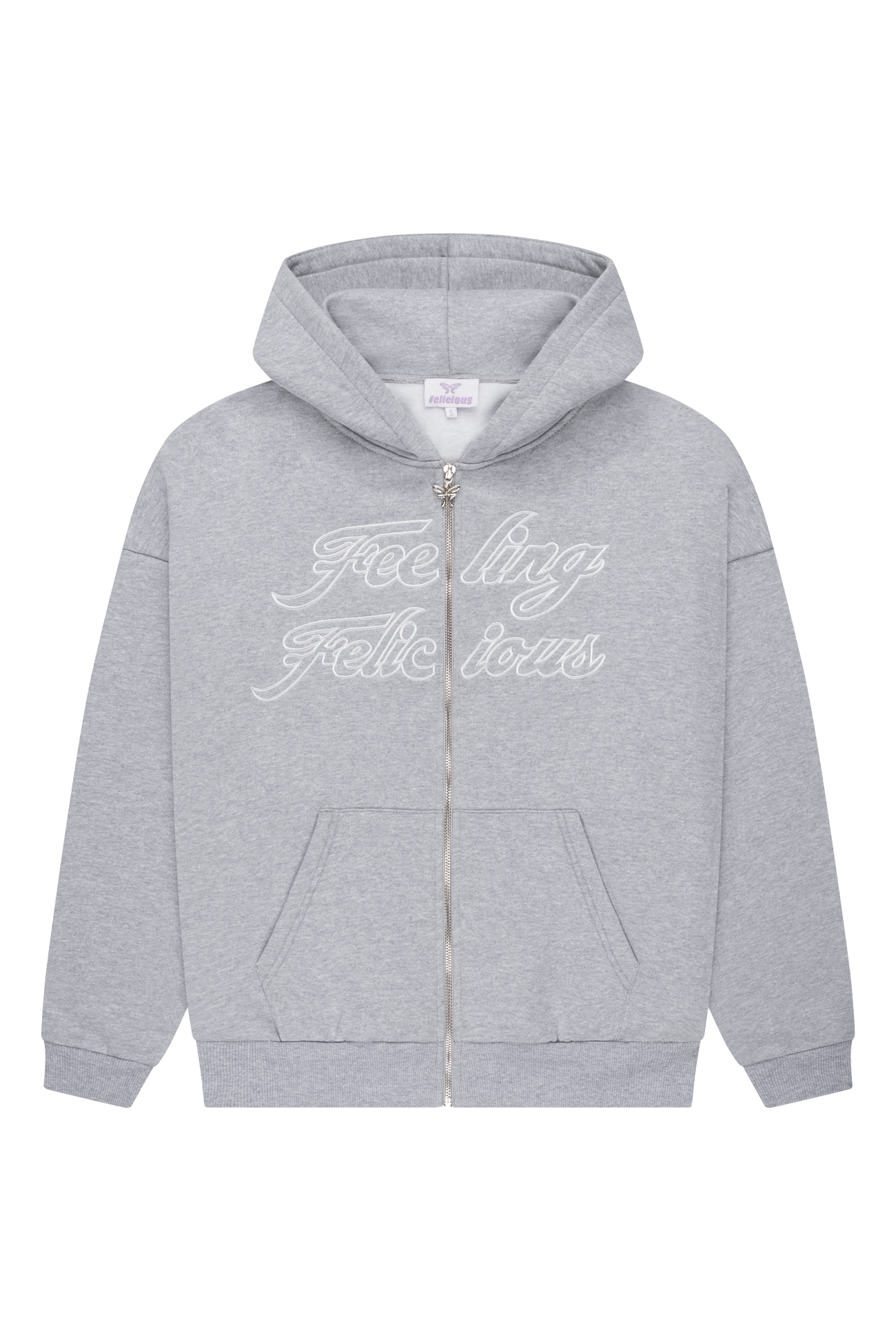 Feeling Felicious Butterfly Zip-Hoodie Light Grey Melange