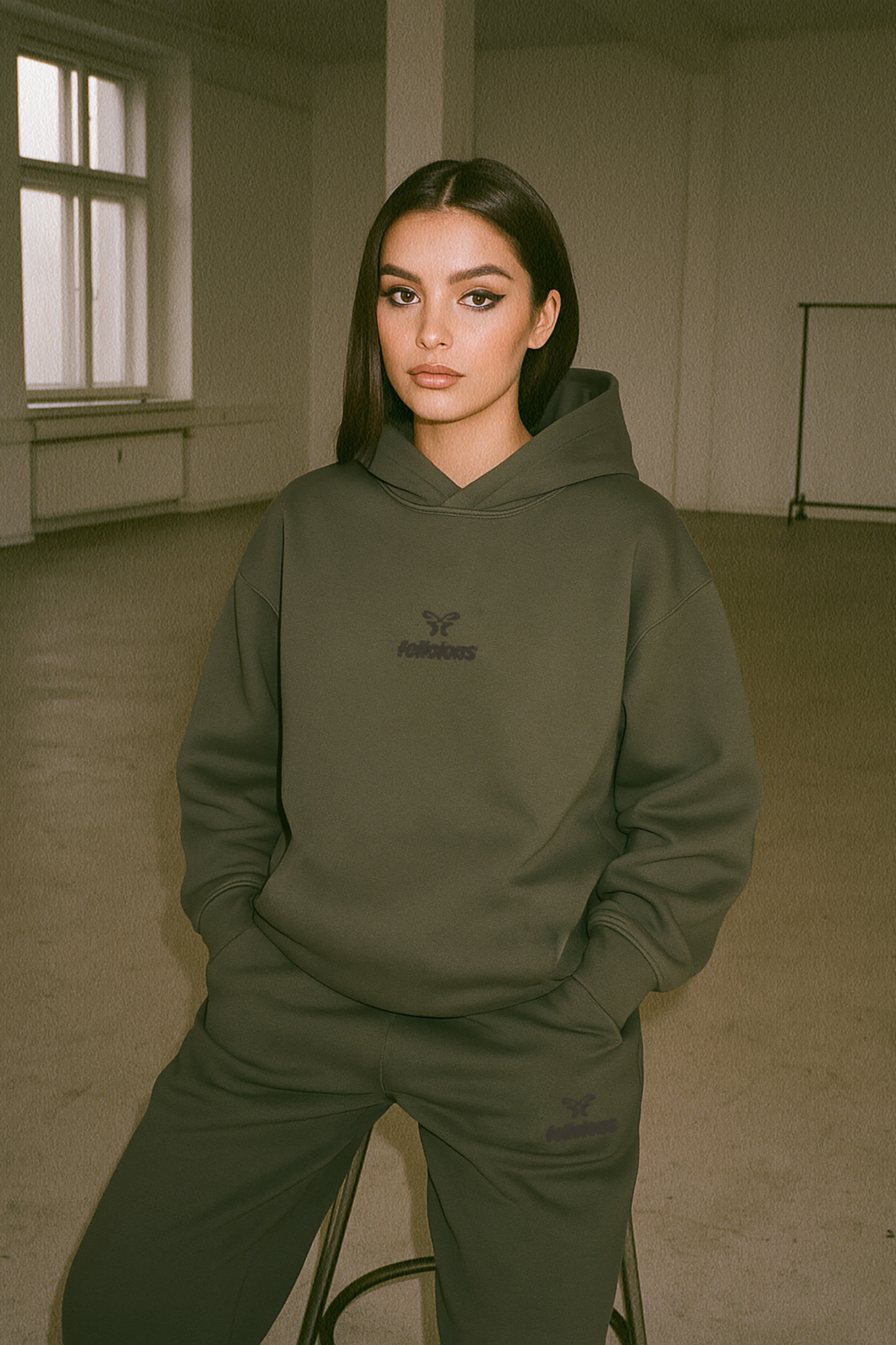 Basic Logo Hoodie Dusky Green