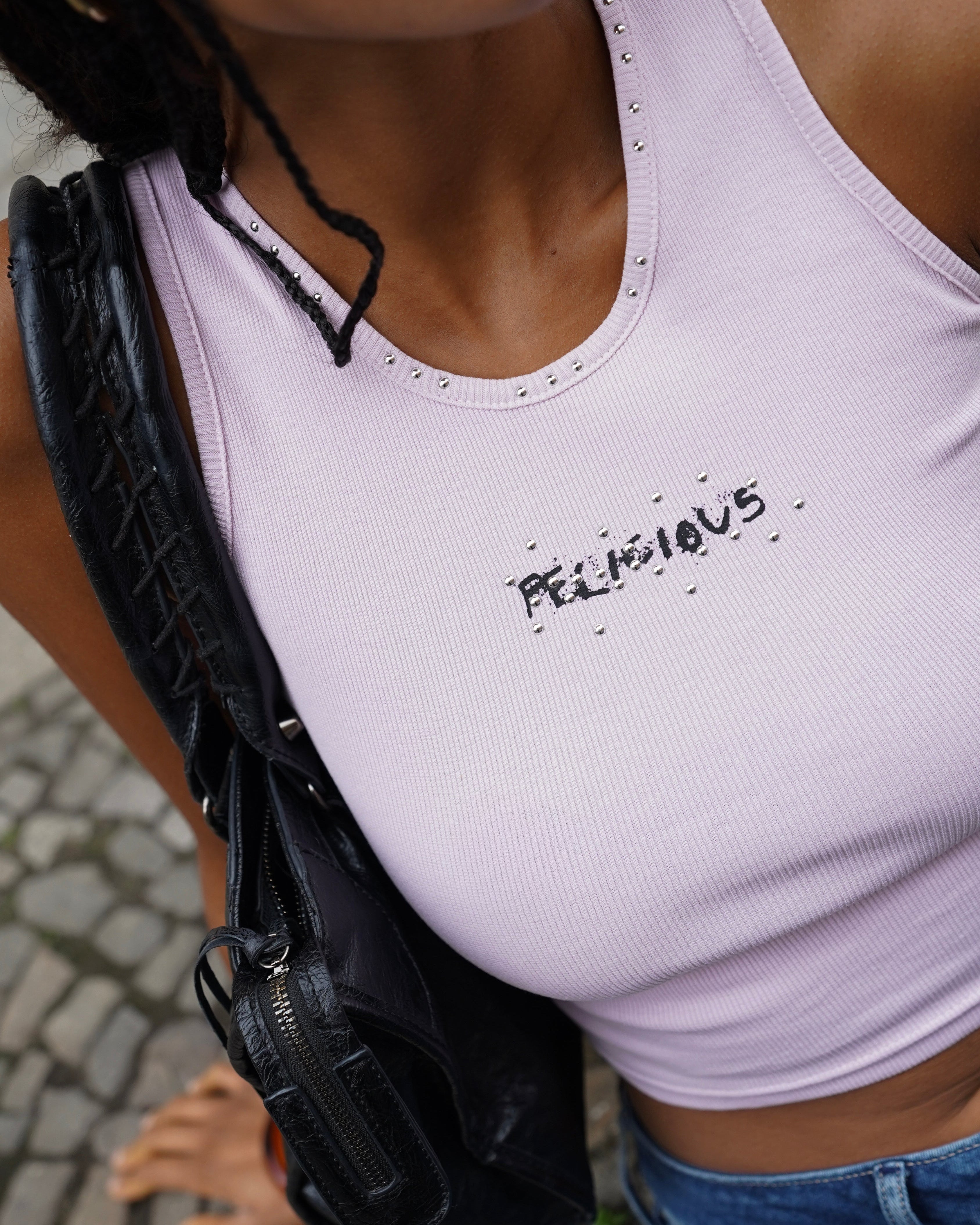 Stud Rib Tank Top Light Lilac