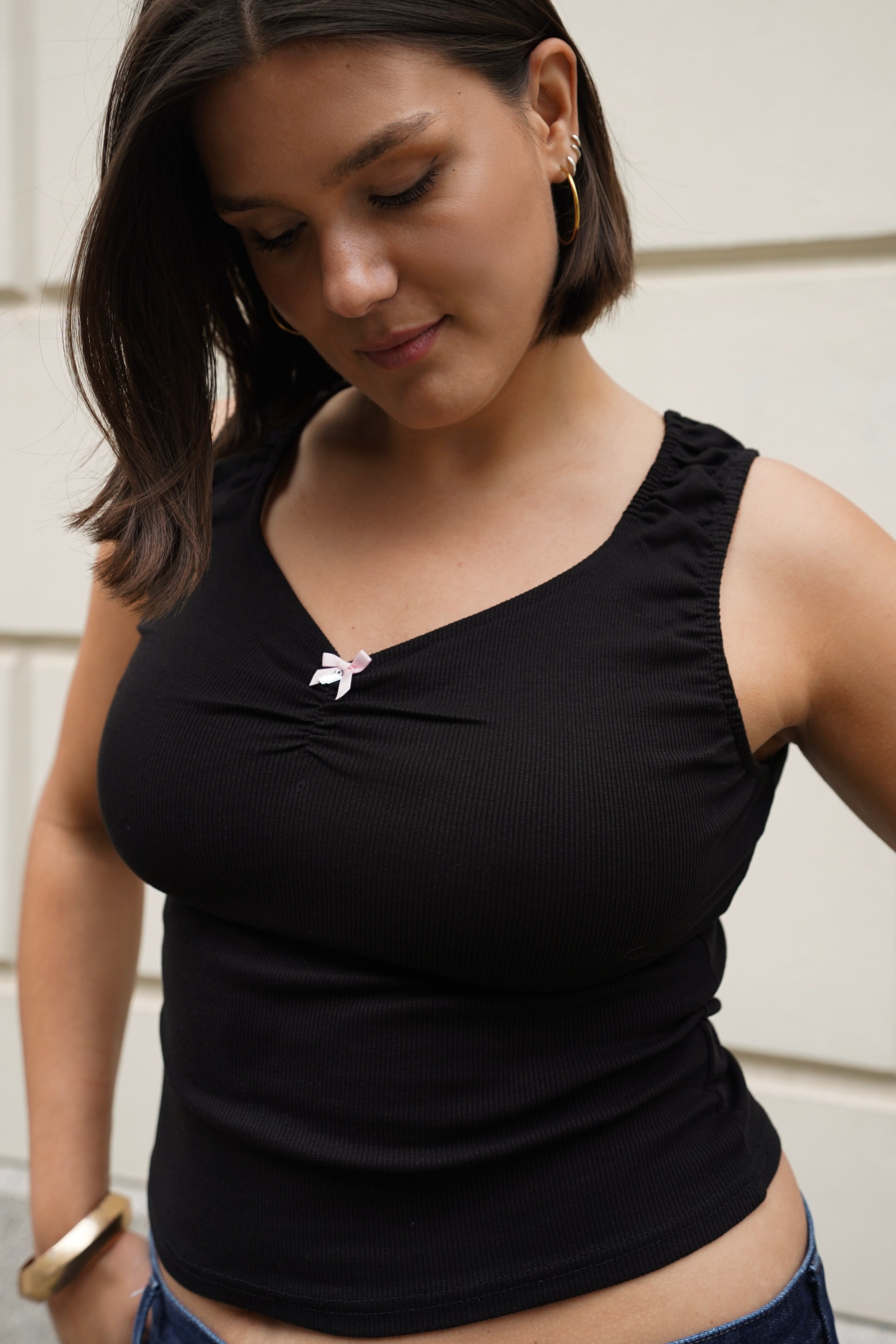 Gathered Top Black
