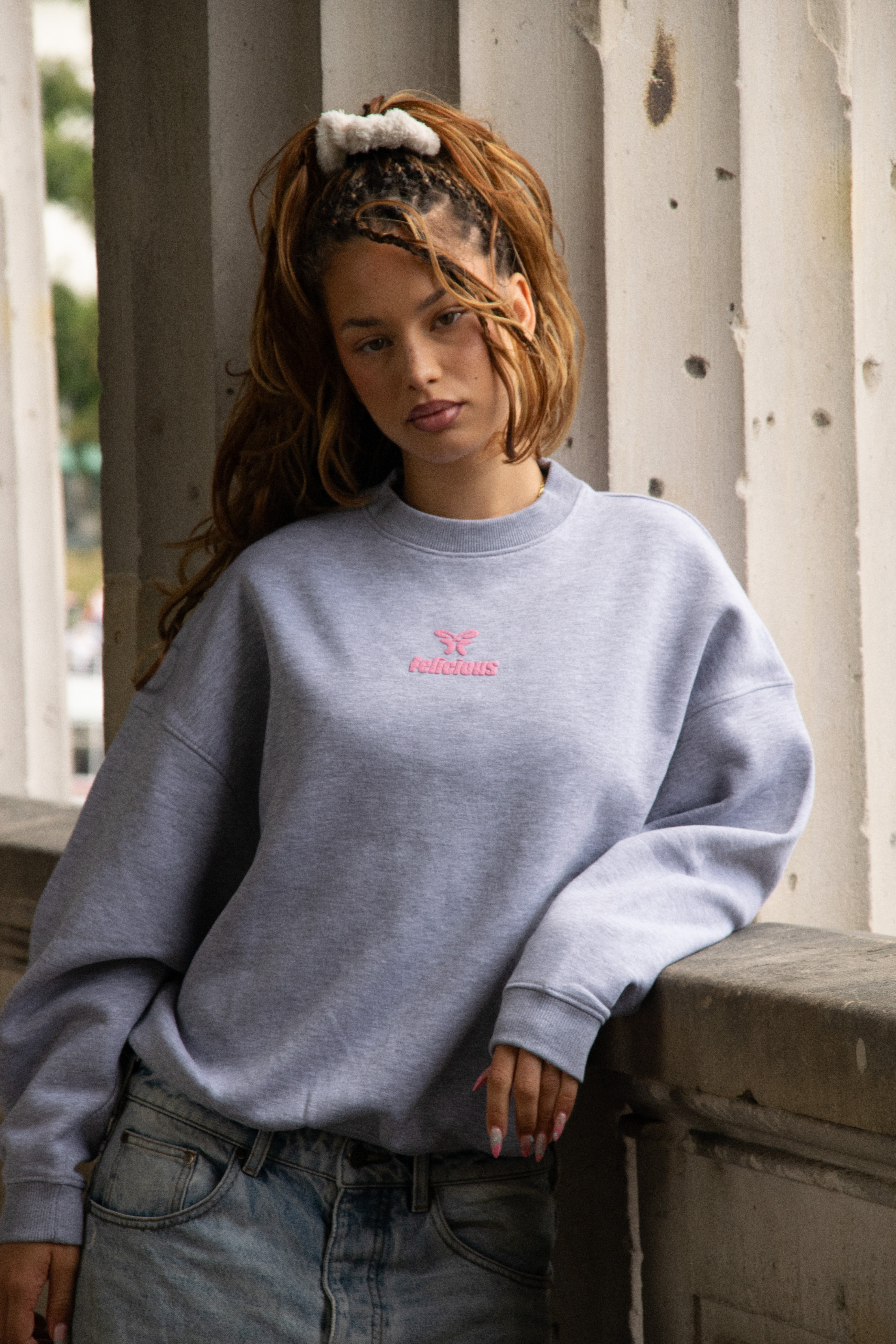 Basic Logo Crewneck Sweatshirt Light Grey Melange