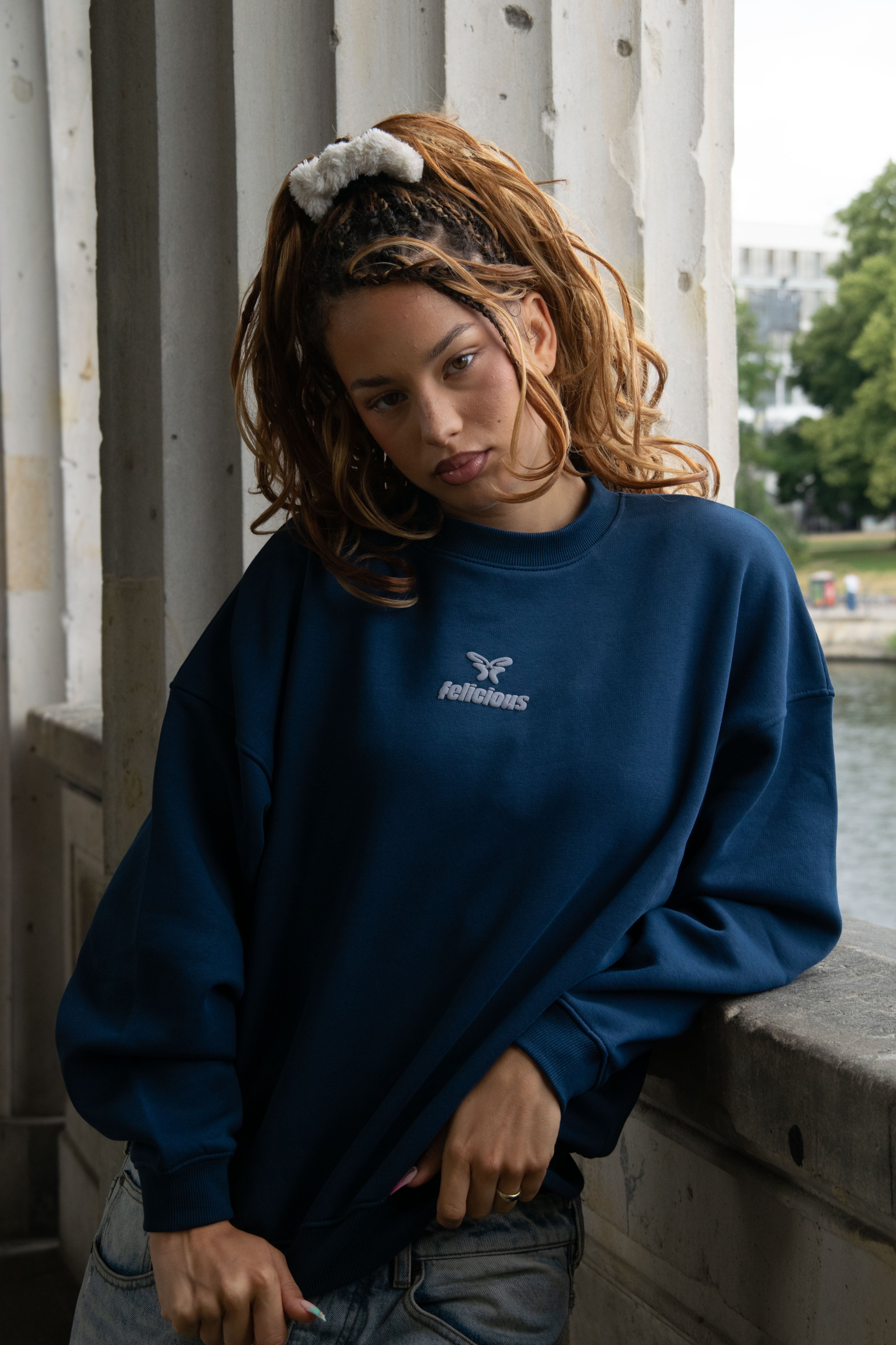 Basic Logo Crewneck Sweatshirt Stone Blue