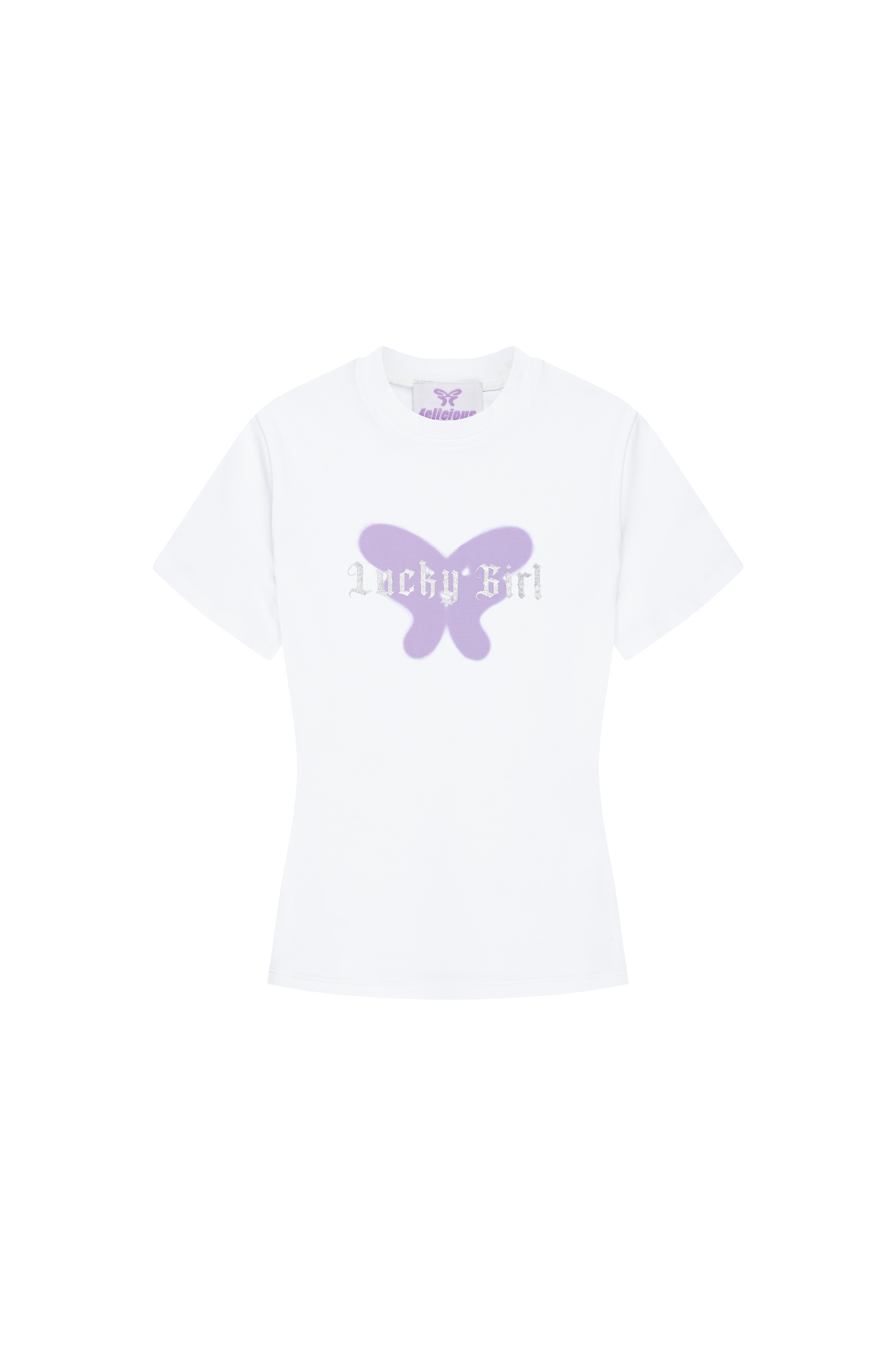 Lucky Girl Baby Tee White & Lavender