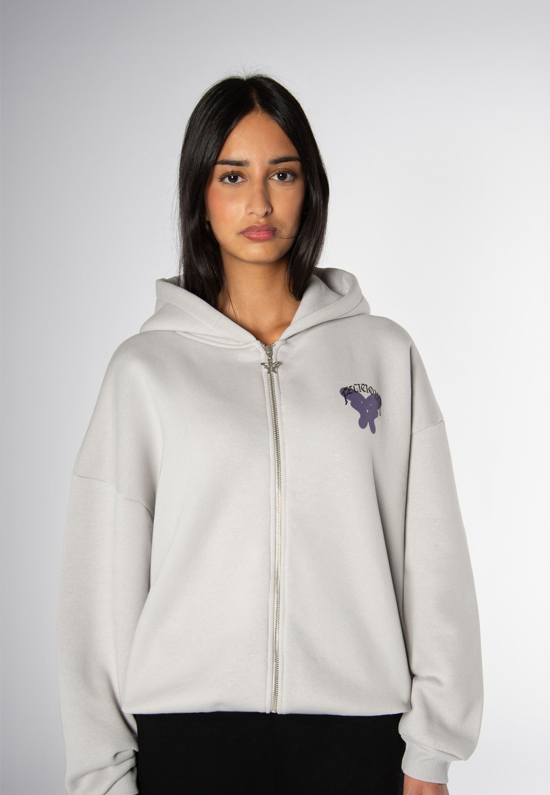 Zip Hoodie Lucky Girl Concrete