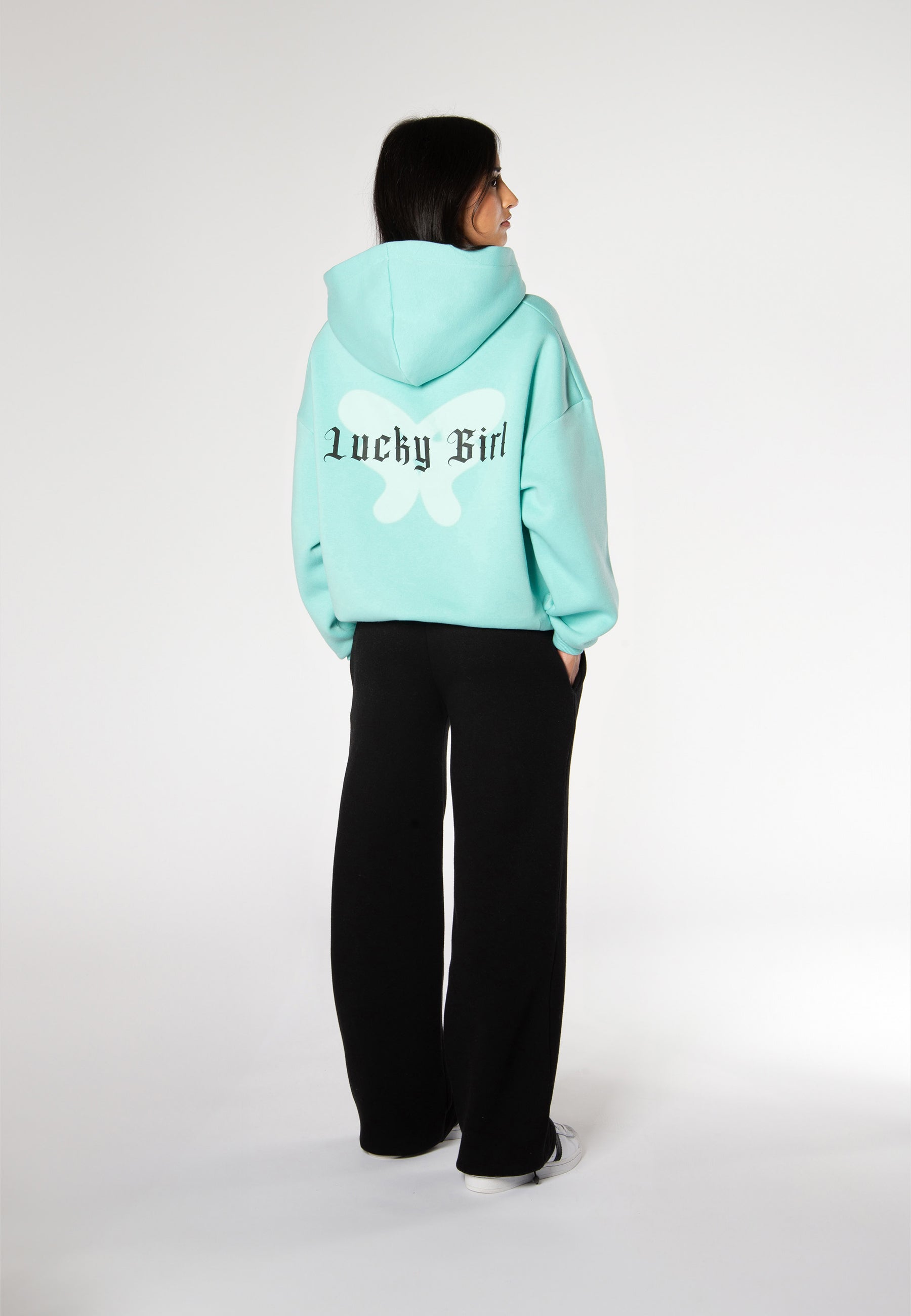 Zip Hoodie Lucky Girl Turquoise