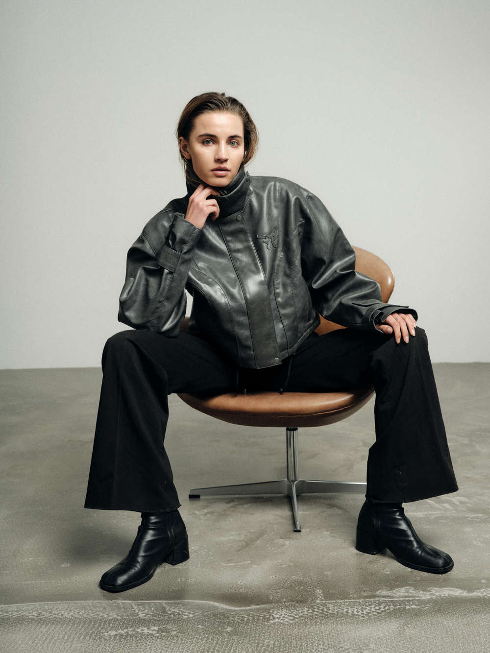 Oversize Vintage Vegan Leather Jacket