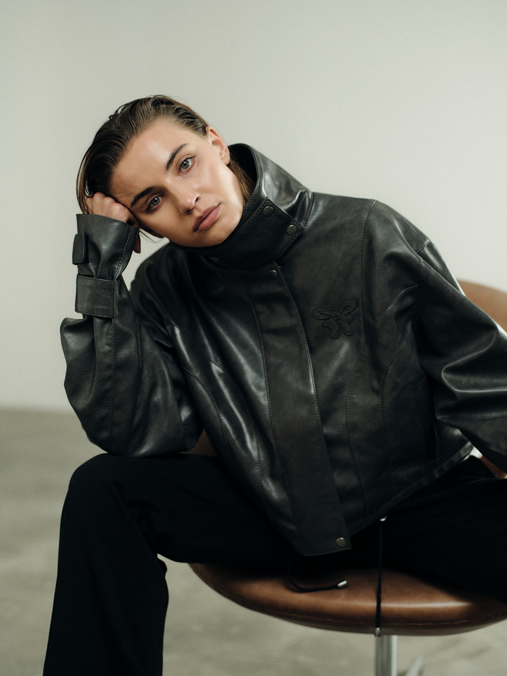 Oversize Vintage Vegan Leather Jacket