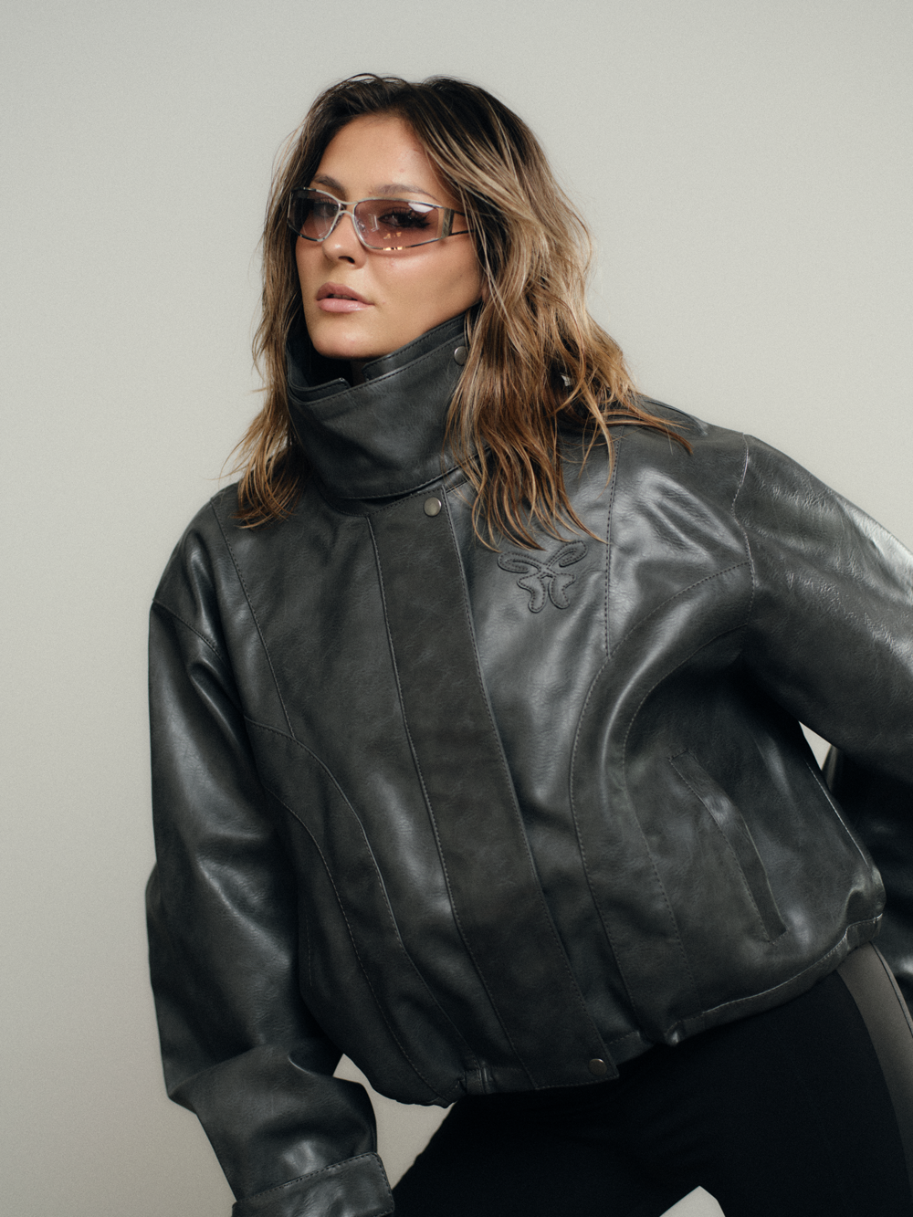 Oversize Vintage Vegan Leather Jacket