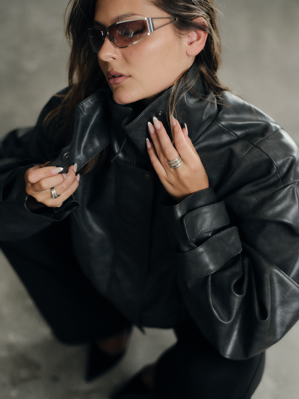 Oversize Vintage Vegan Leather Jacket