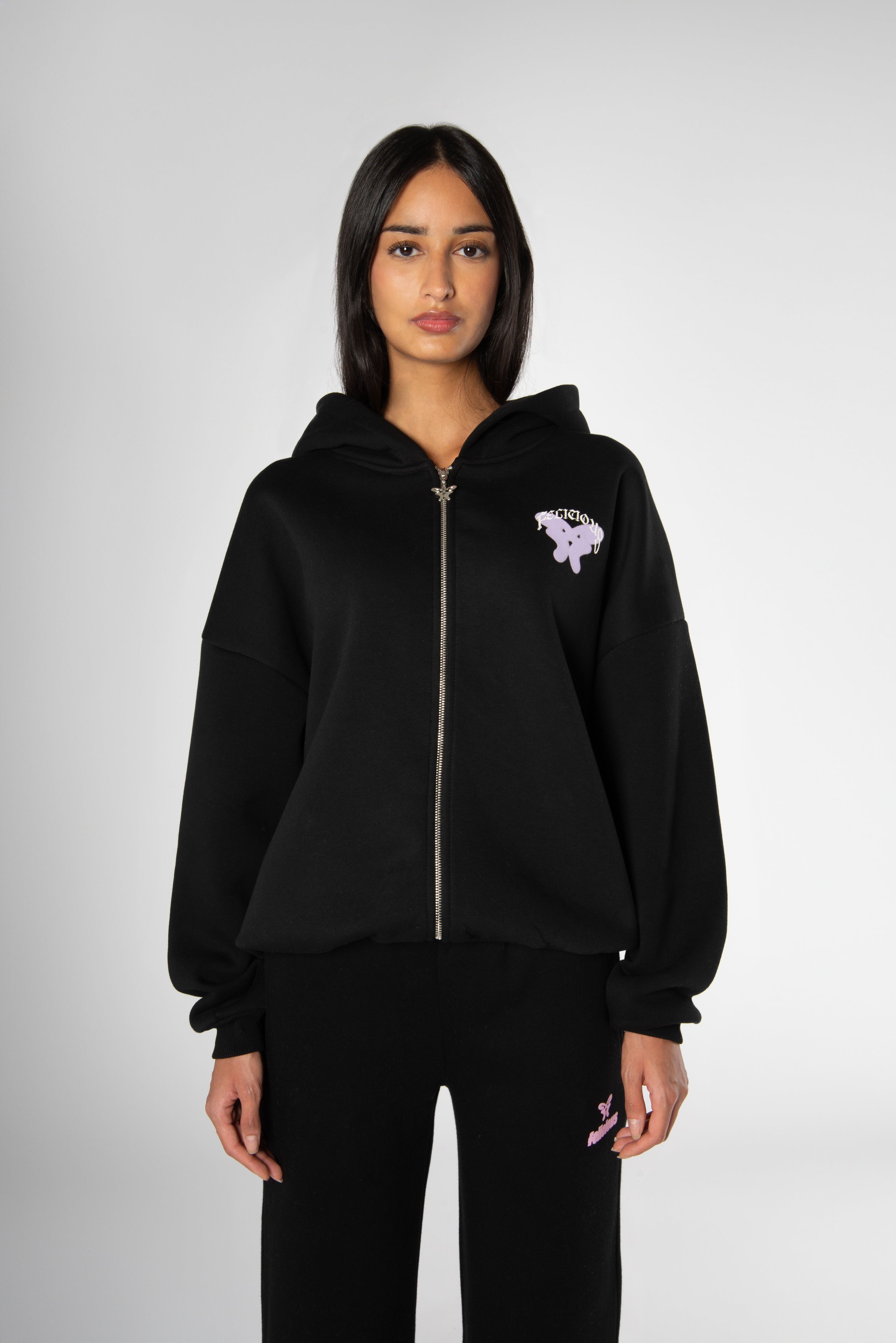 Zip Hoodie Lucky Girl Black