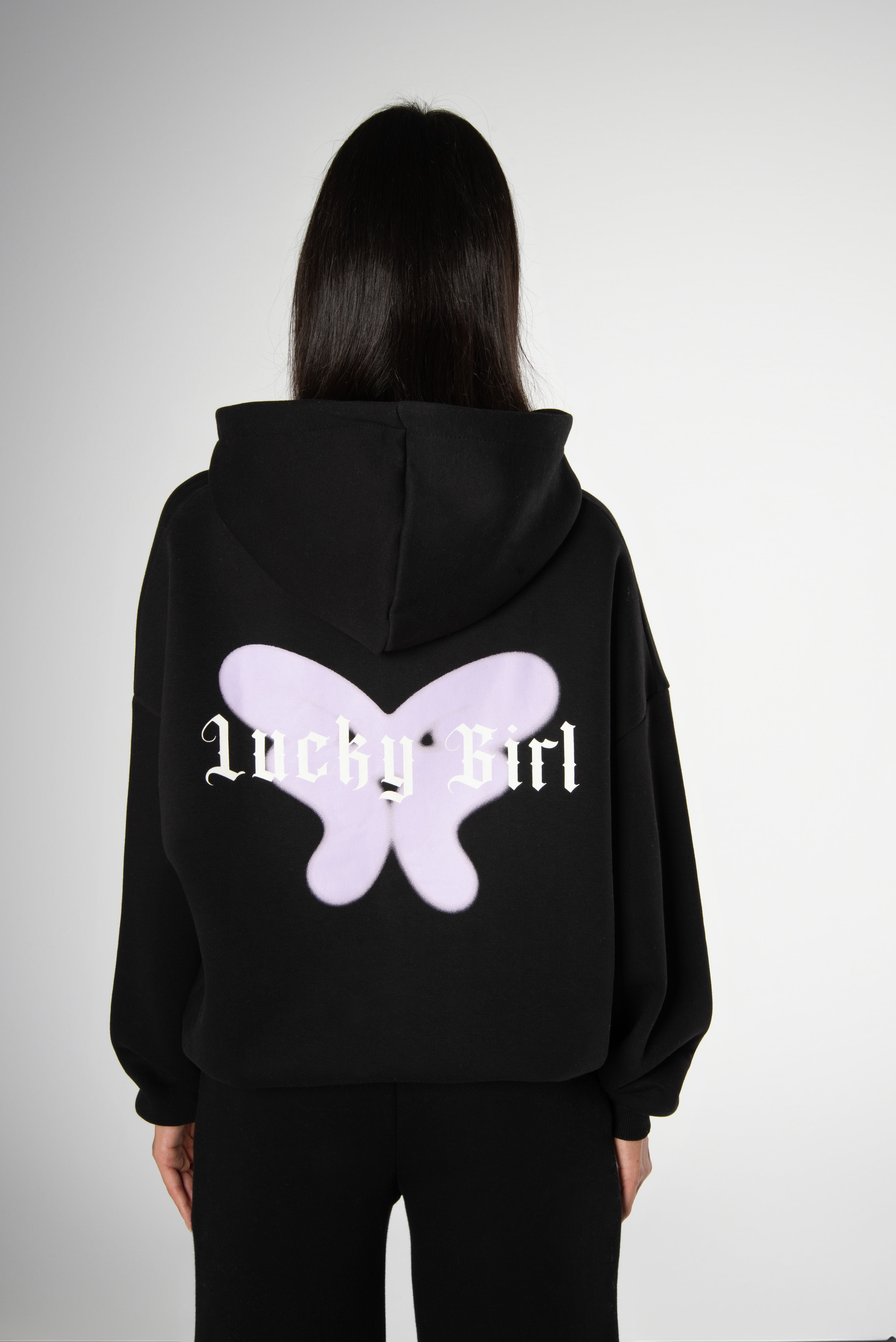 Zip Hoodie Lucky Girl Black