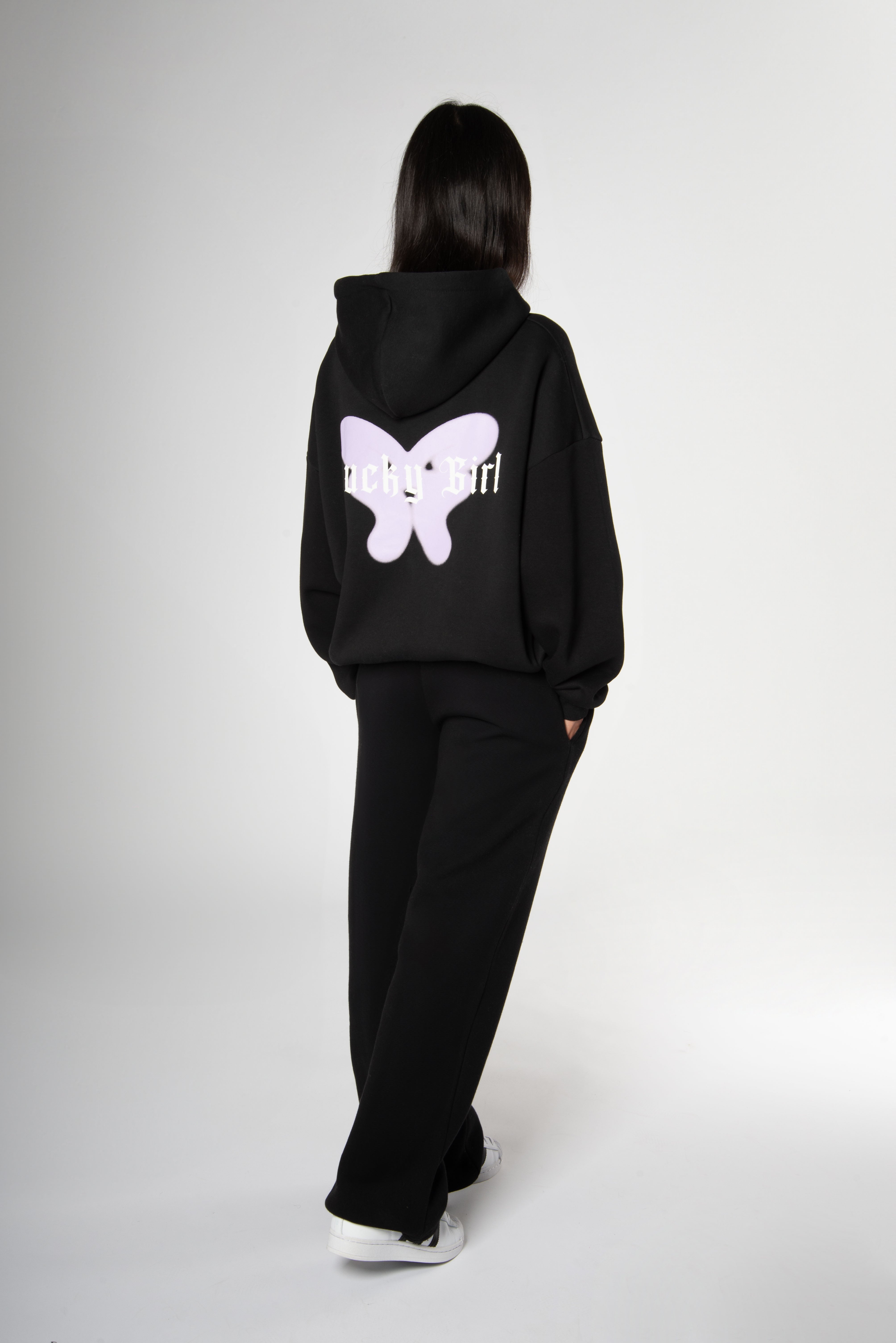 Zip Hoodie Lucky Girl Black