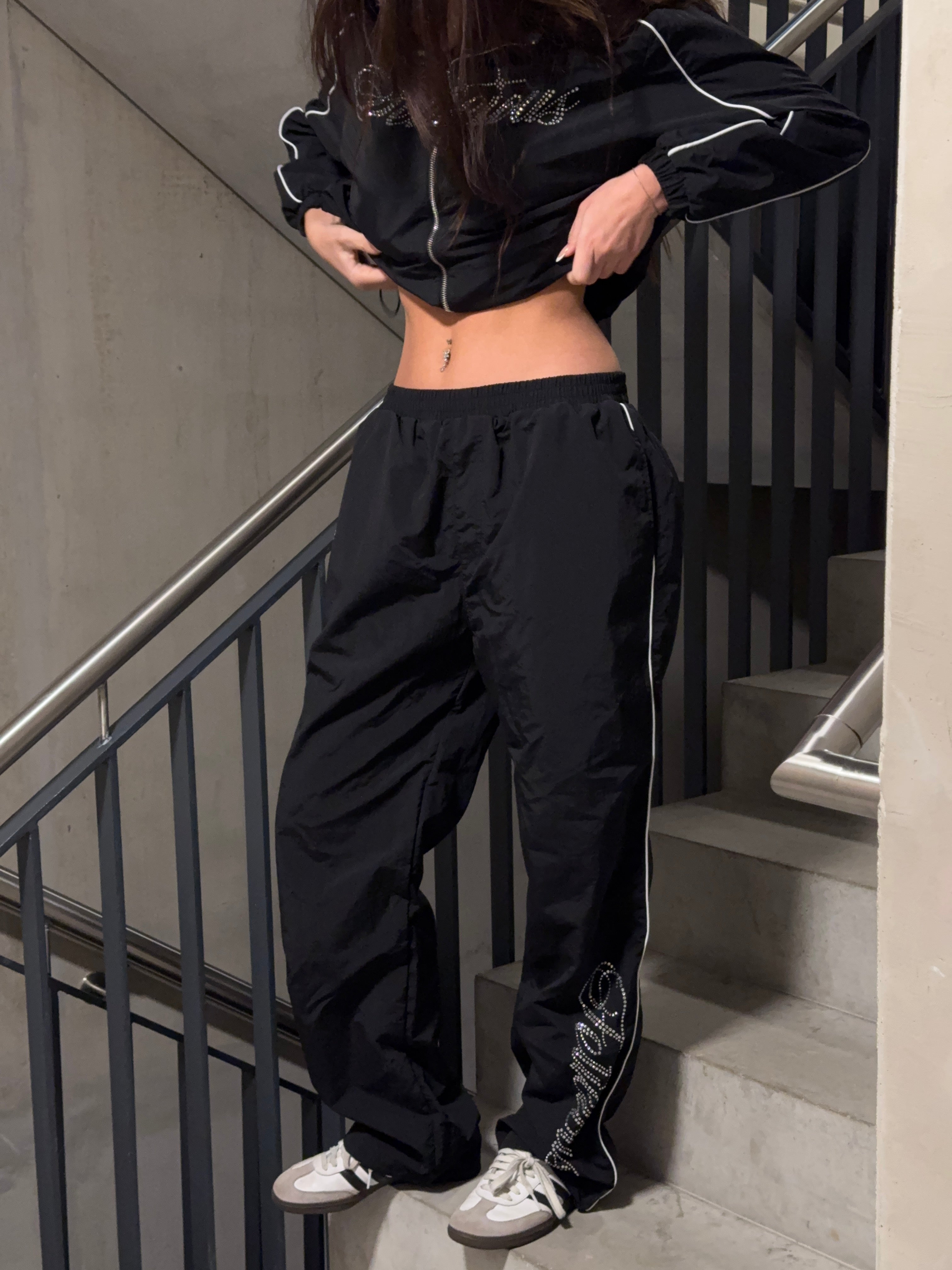 Trackpants Rhinestones Black