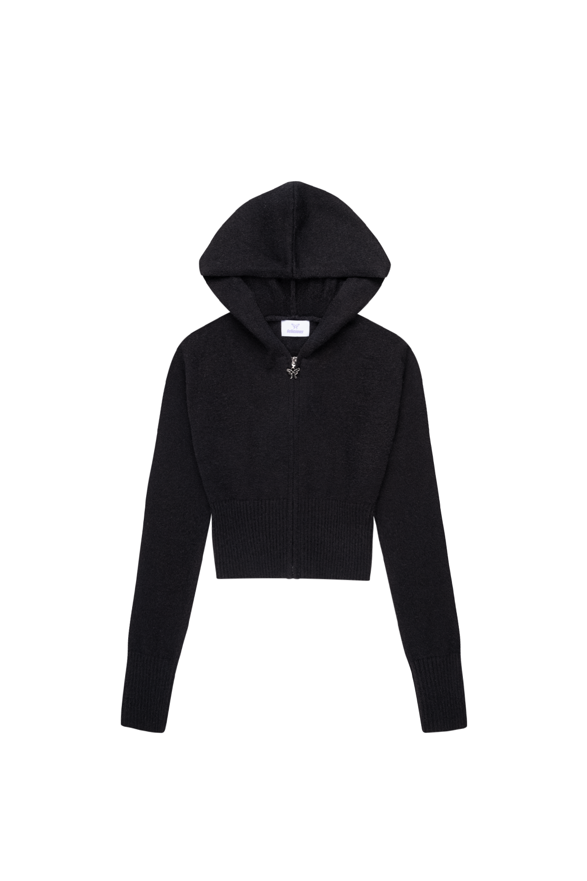 Knit Zip Hoodie Black