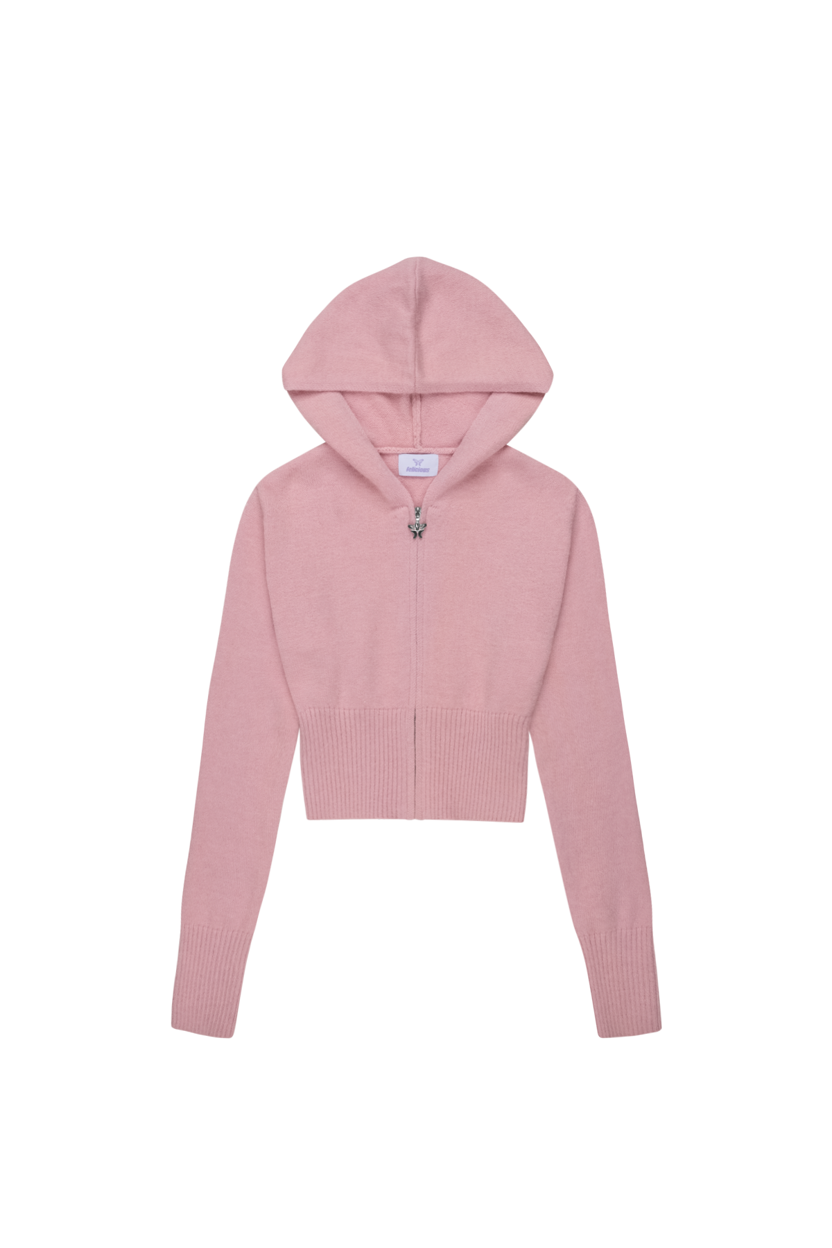 Knit Zip Hoodie Pink