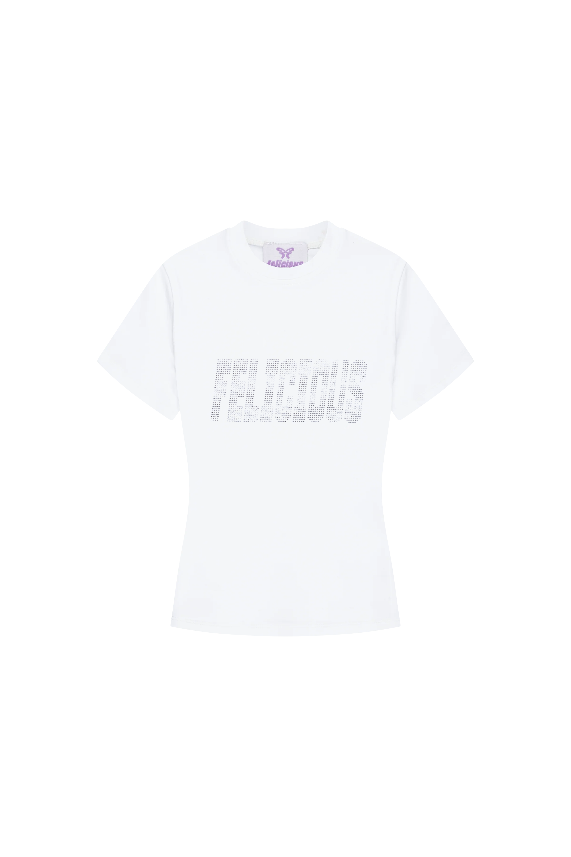 Felicious Rhinestones Lettering T-Shirt White