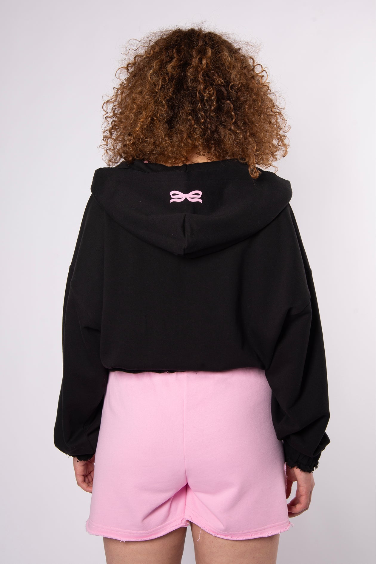 Zip Hoodie Raw Edges Black