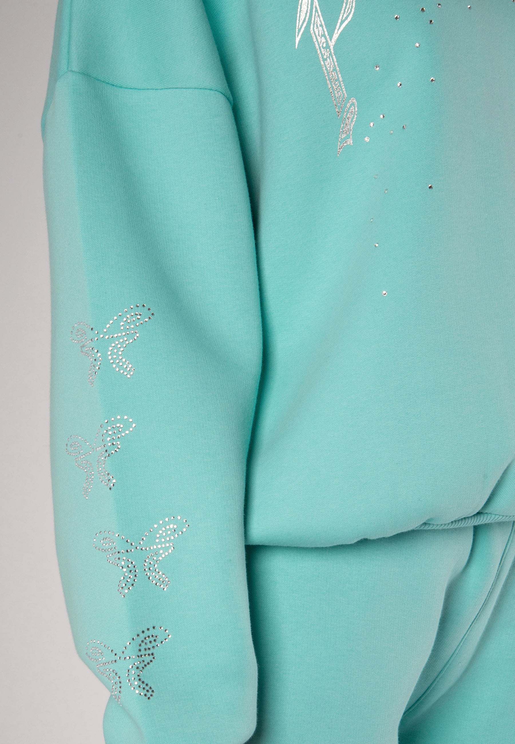 Hoodie Rhinestones Turquoise