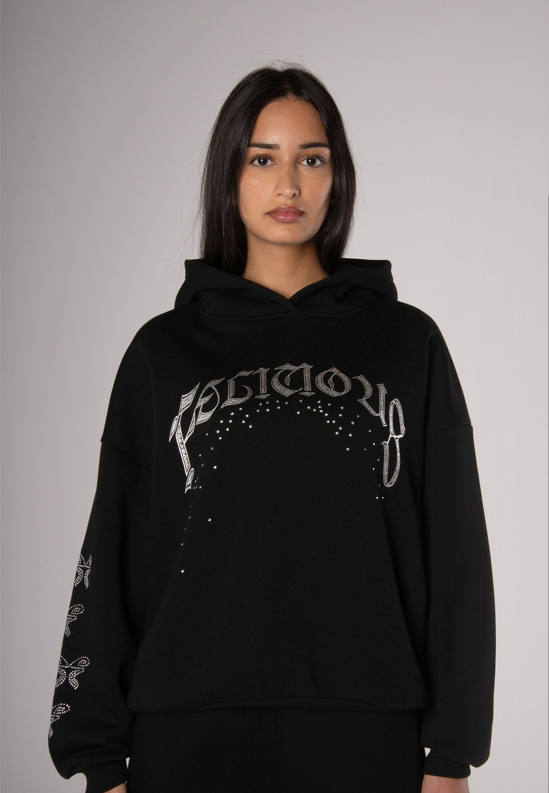 Hoodie Rhinestones Black