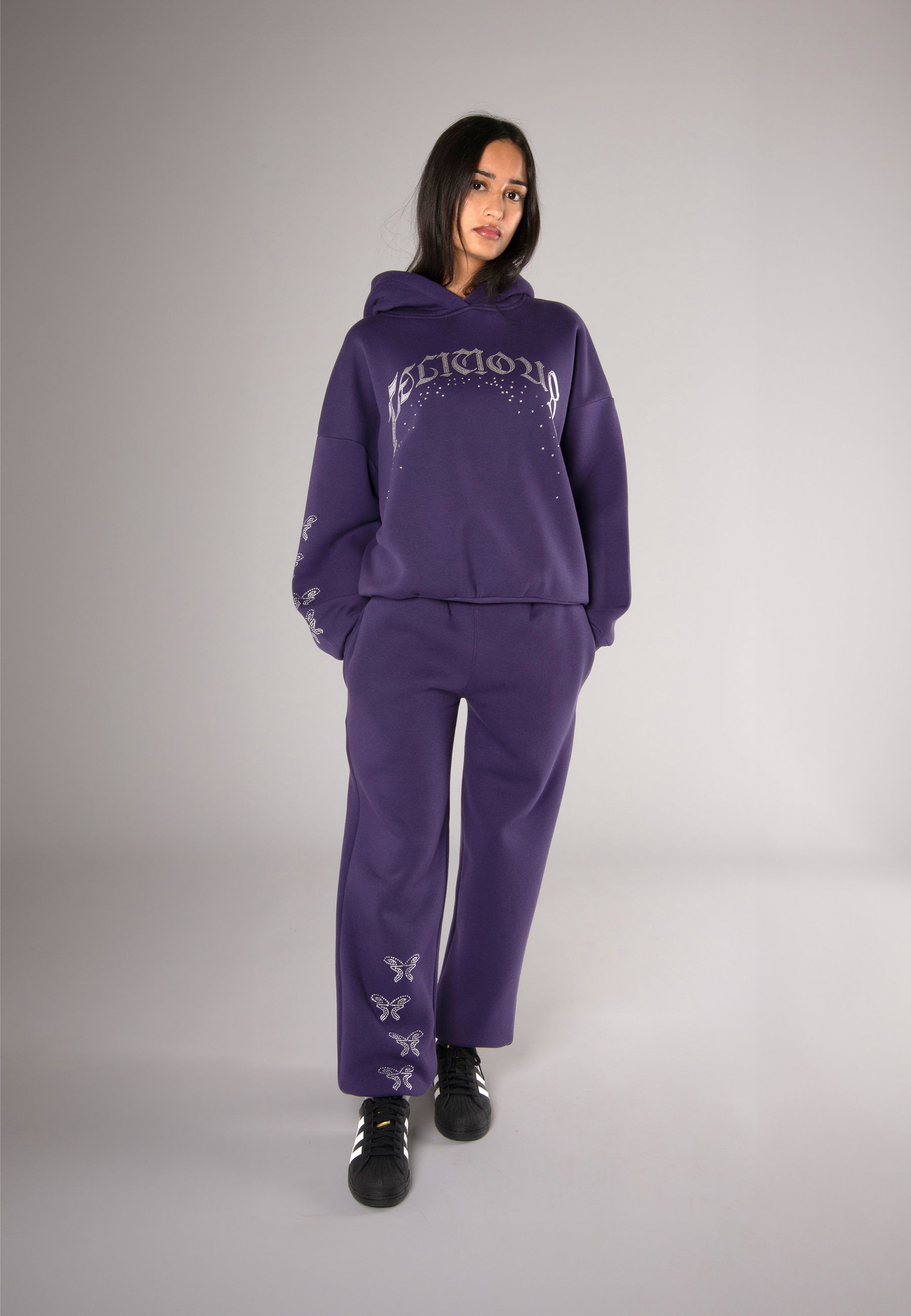 Sweatpants Rhinestones Purple