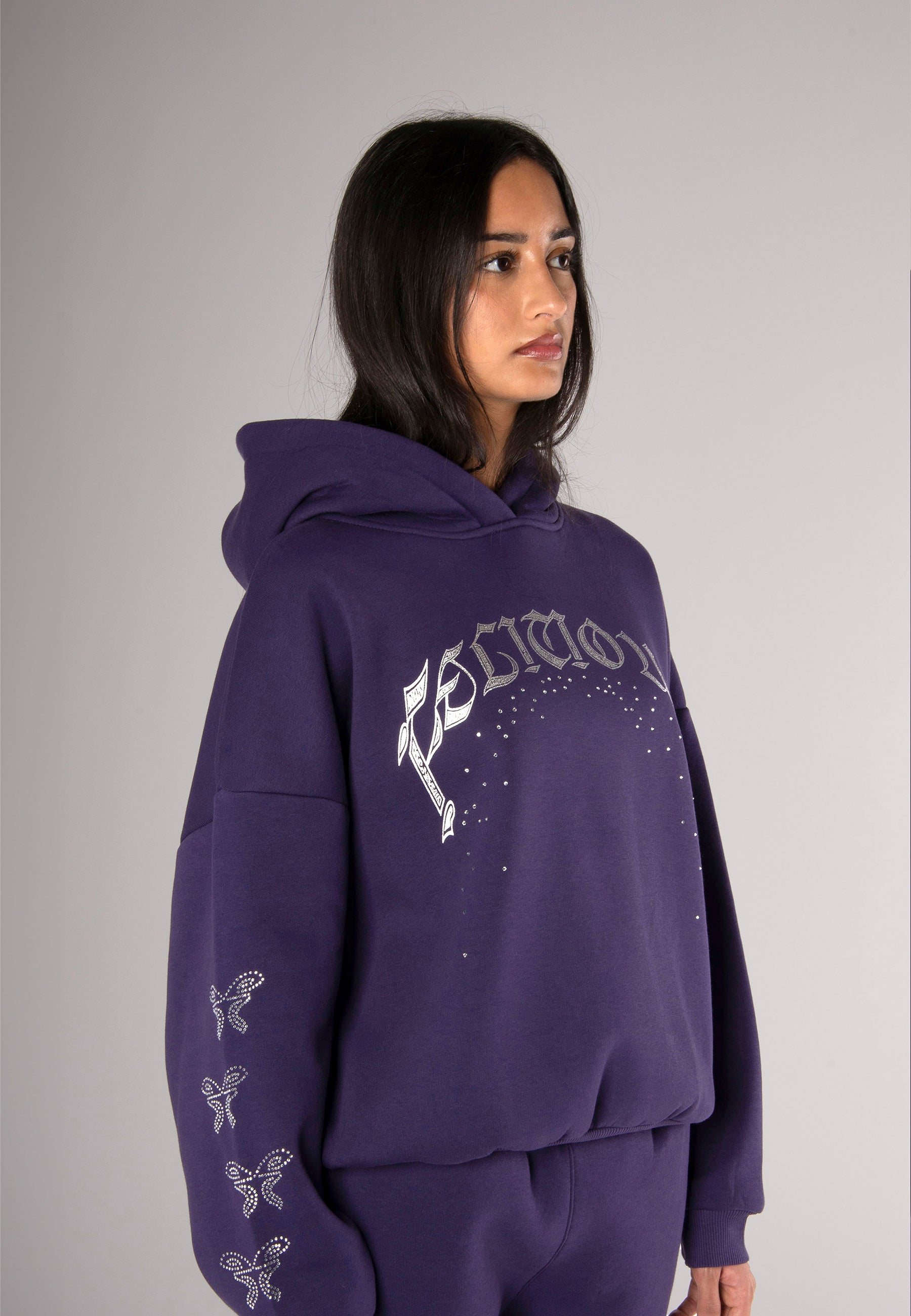 Hoodie Rhinestones Purple