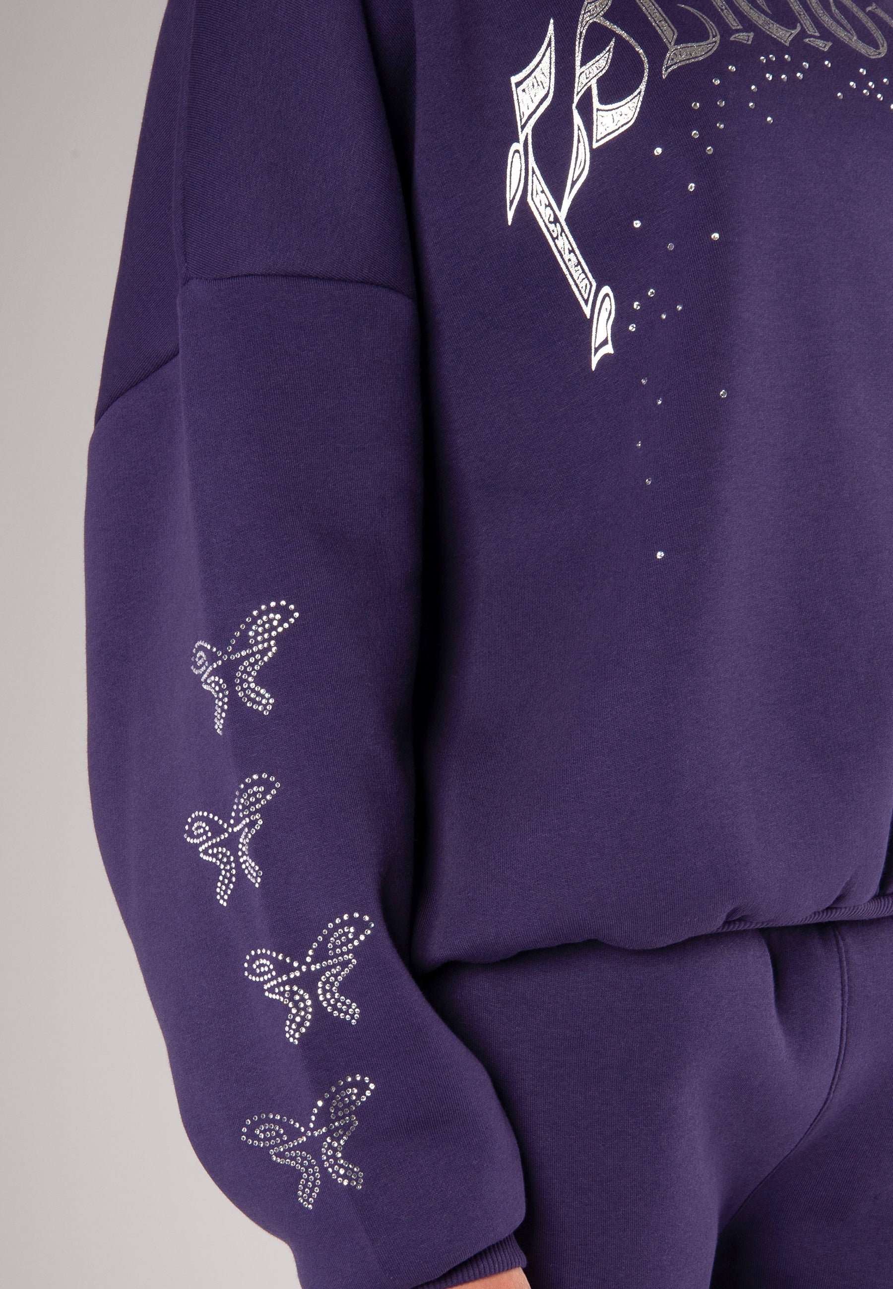 Hoodie Rhinestones Purple