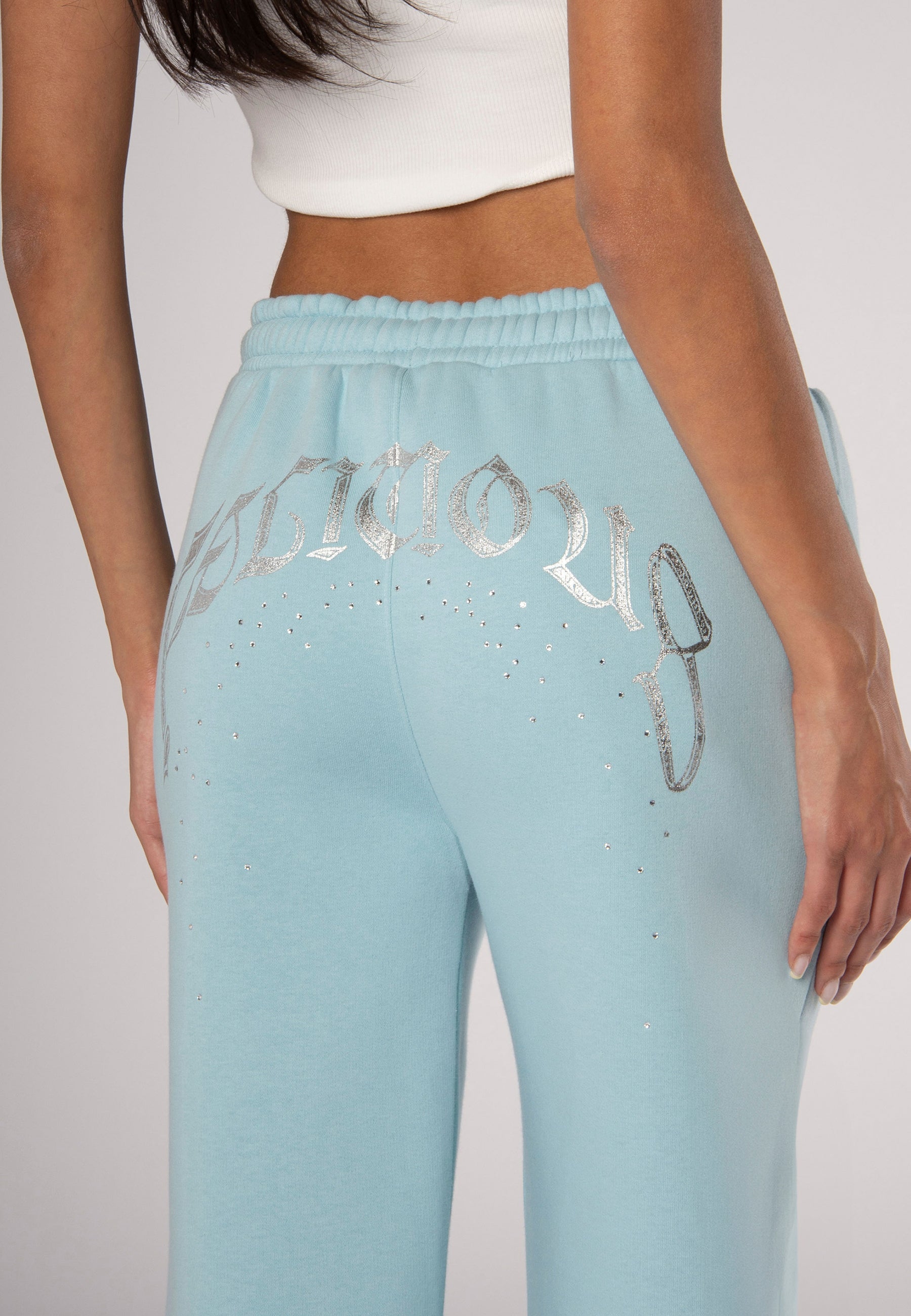 Sweatpants Rhinestones Light Blue