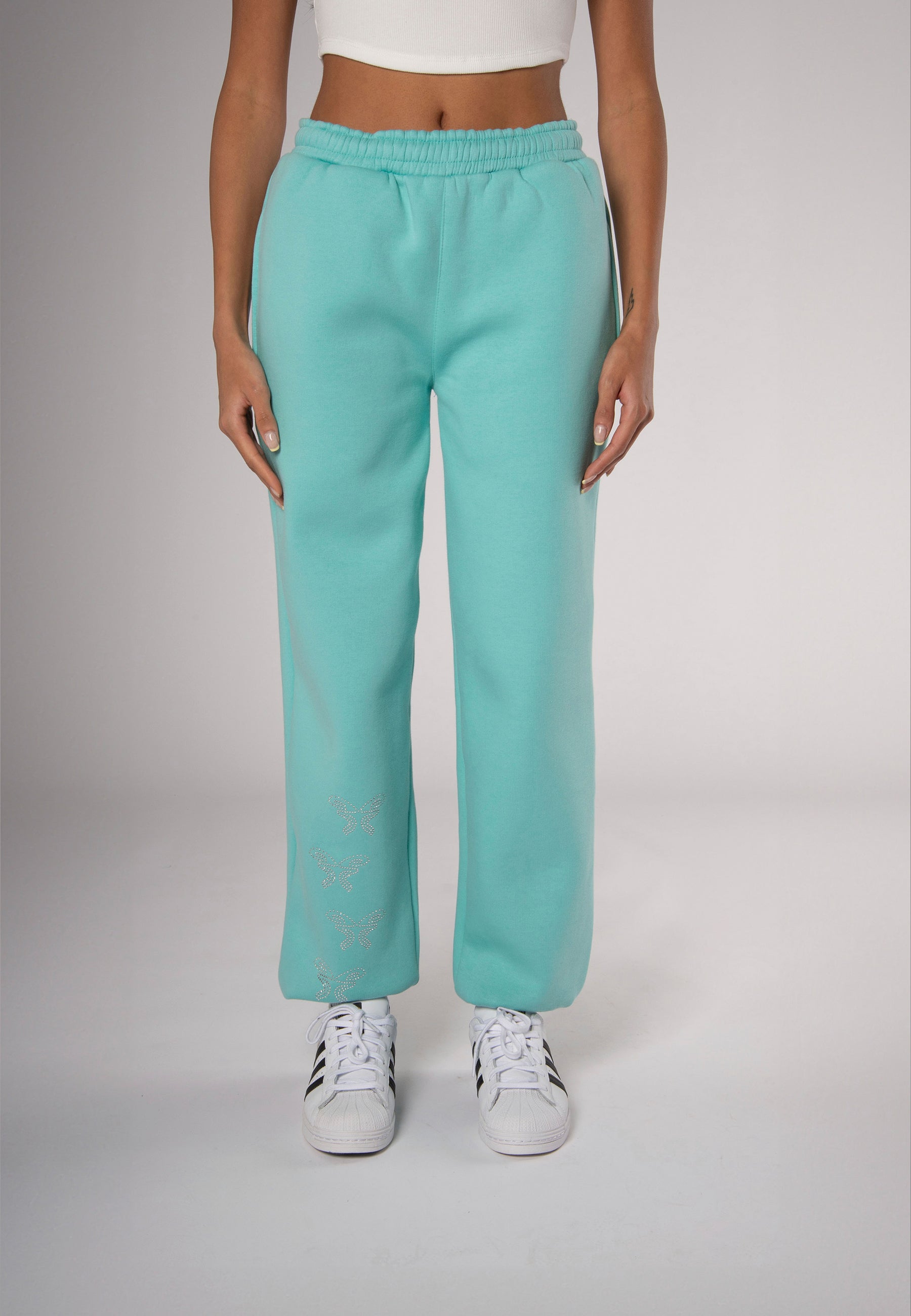 Sweatpants Rhinestones Turquoise