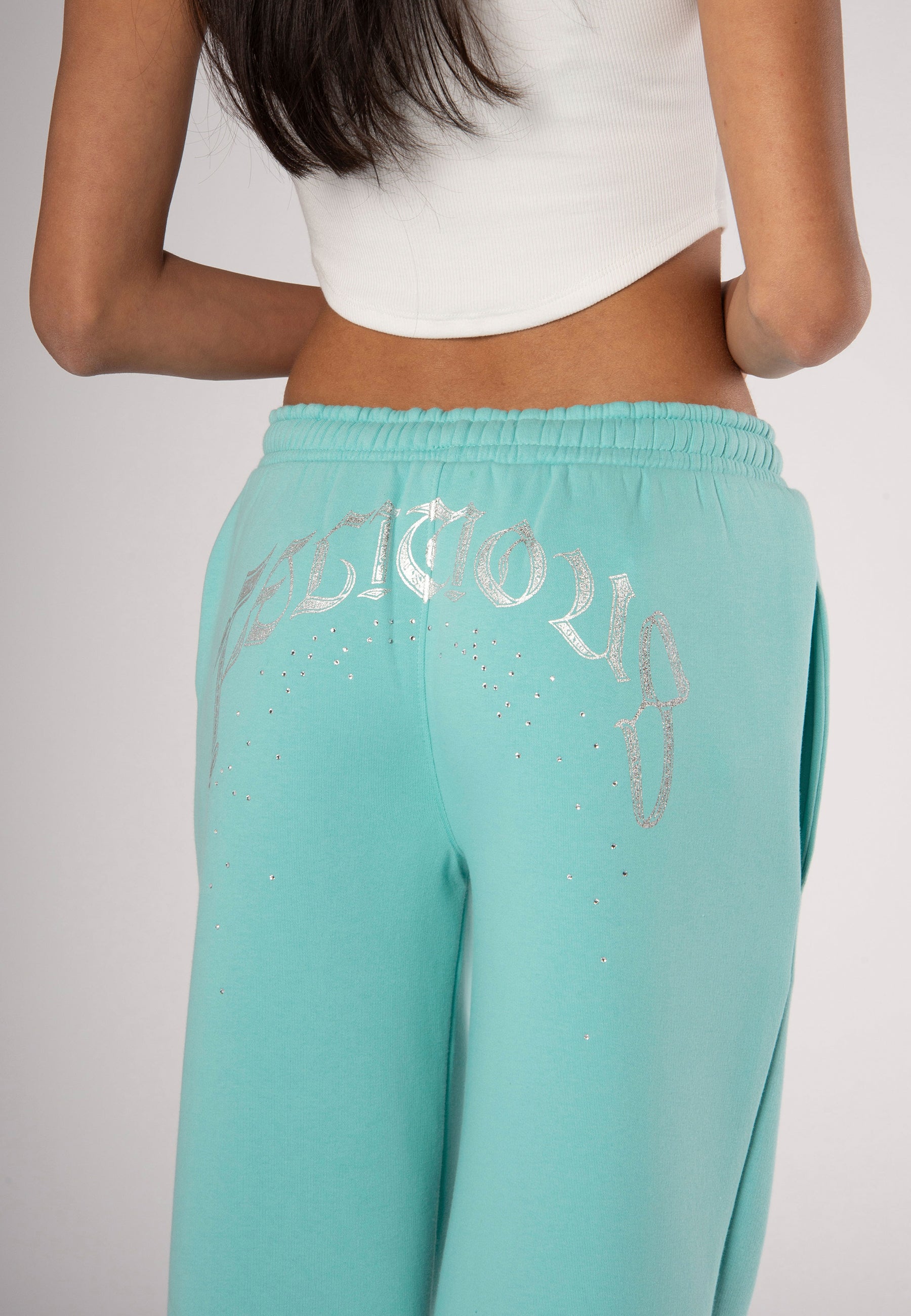 Sweatpants Rhinestones Turquoise