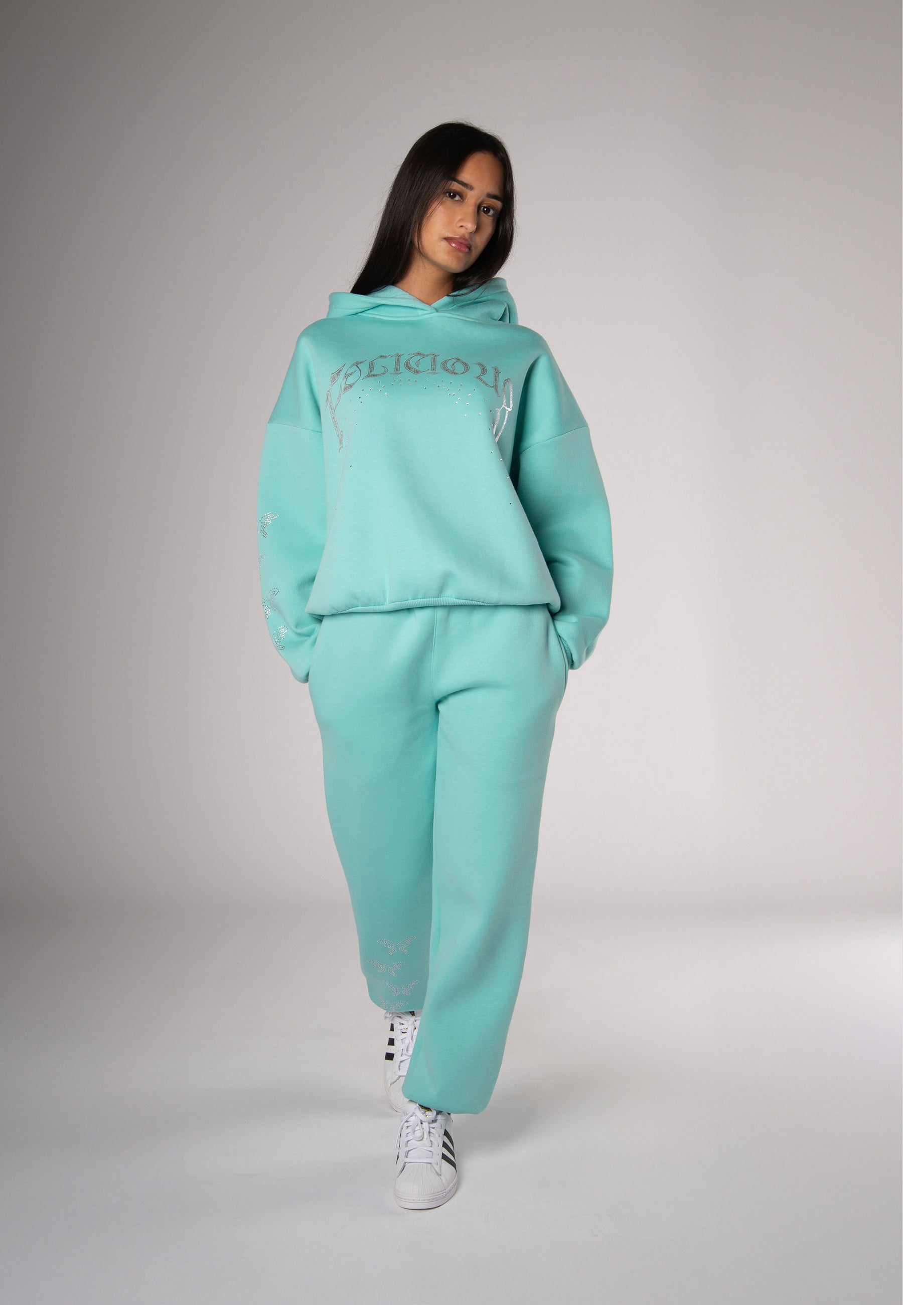 Sweatpants Rhinestones Turquoise