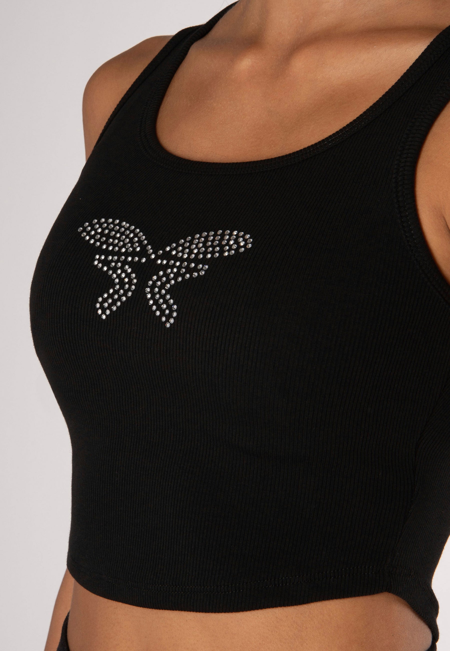 Cropped Tanktop Rhinestones Black