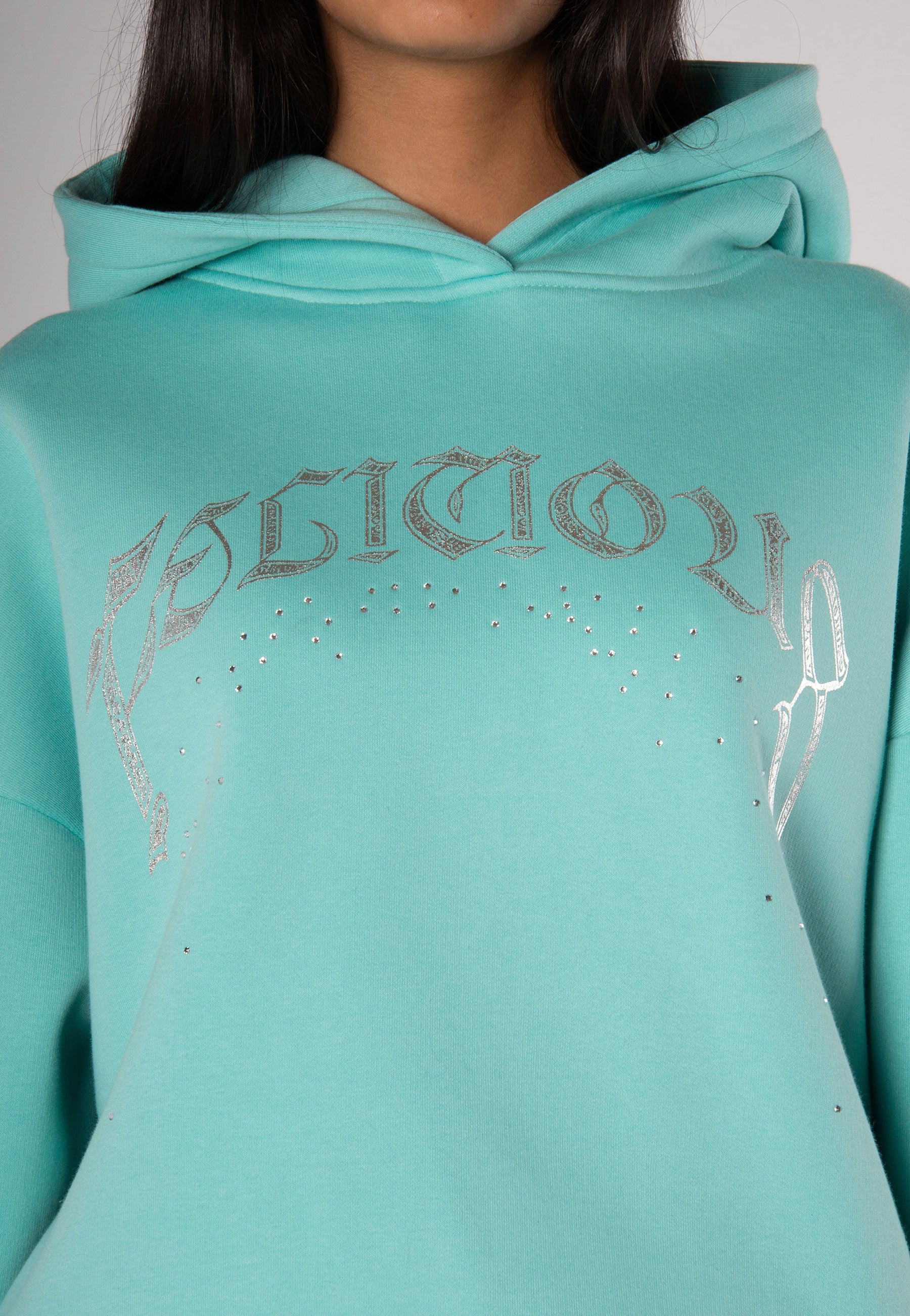 Hoodie Rhinestones Turquoise